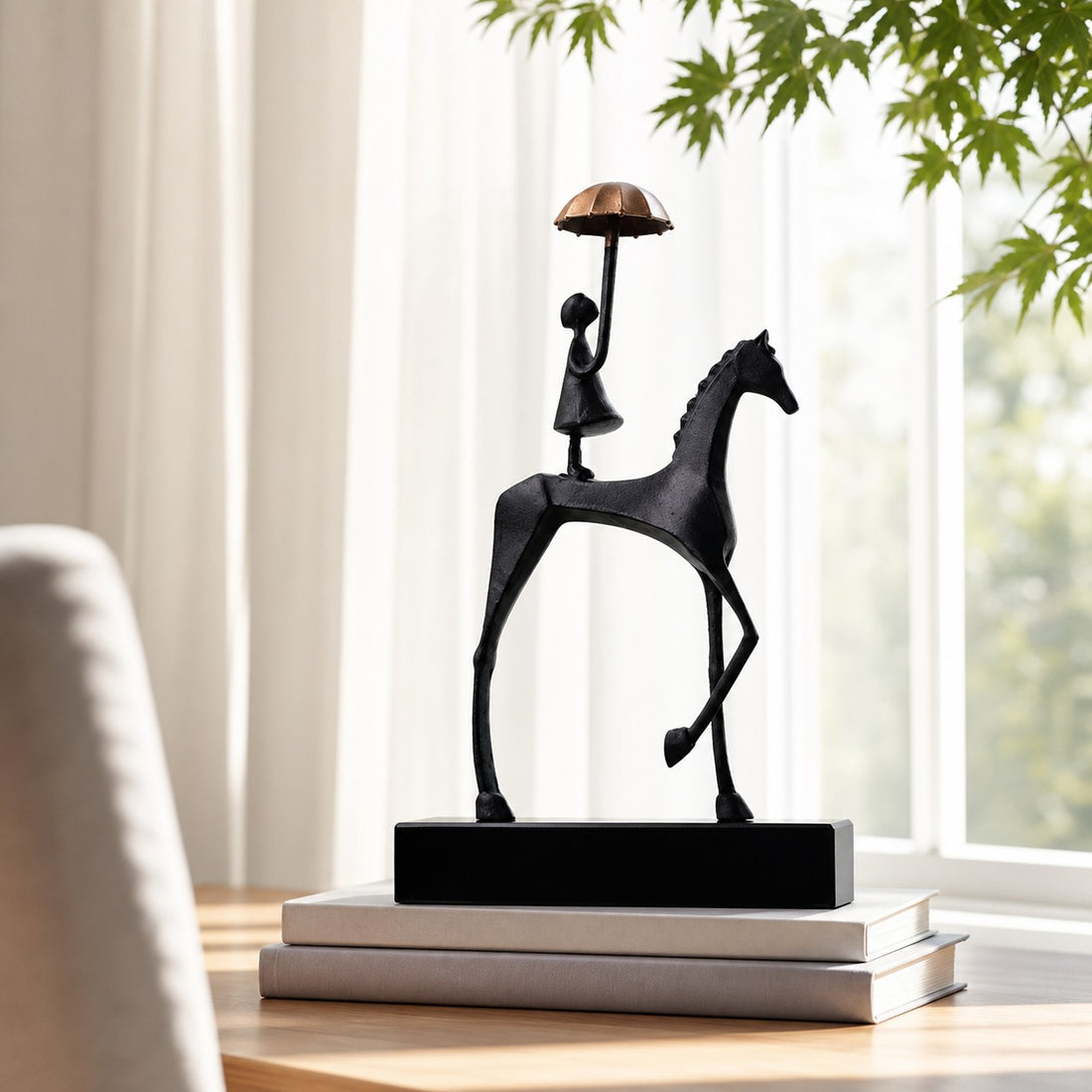 Equora sculptural horse figurines in a warm interior