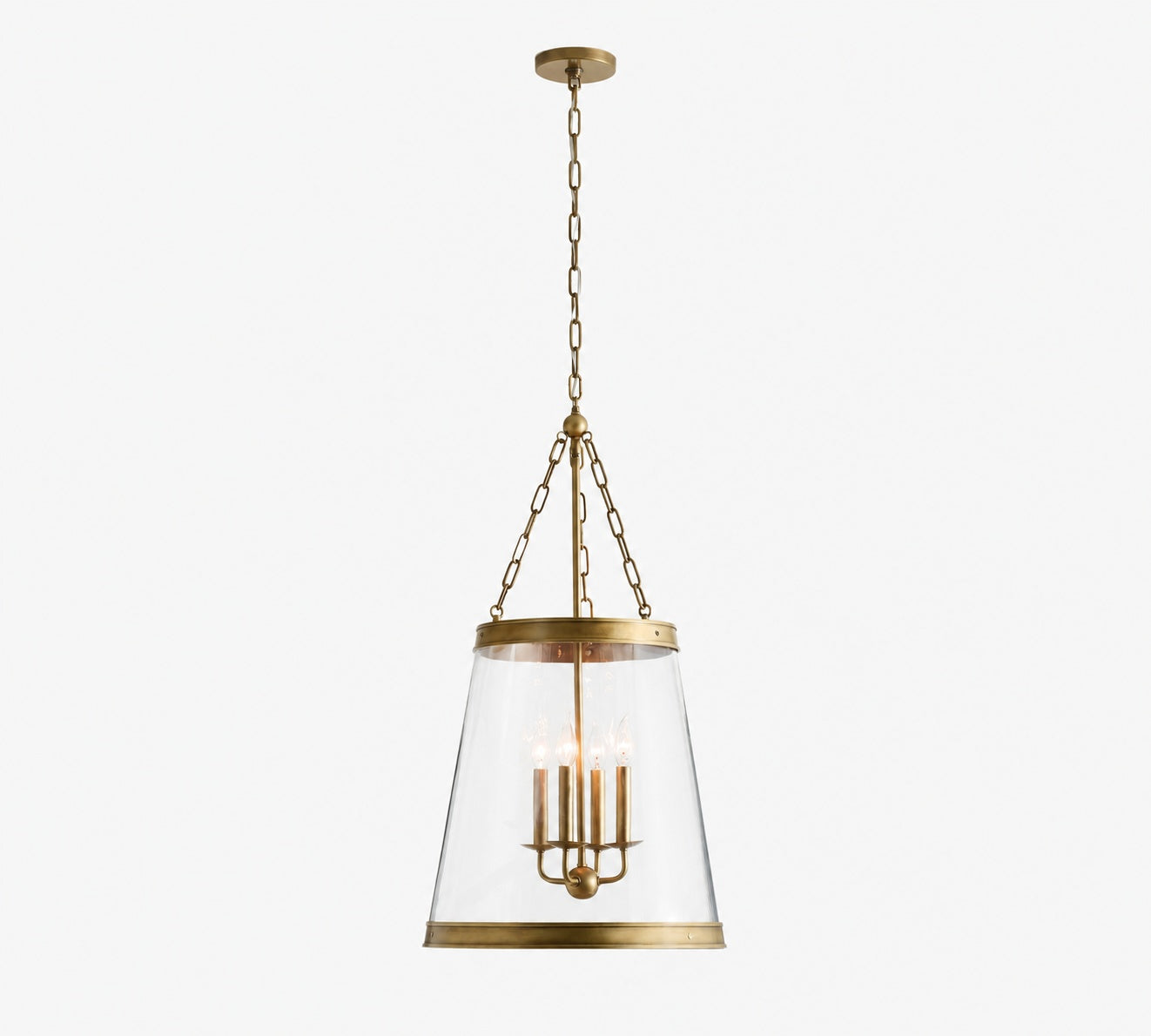 Driscoll Glass Drum Pendant Light - Contemporary Brass Hanging Lamp
