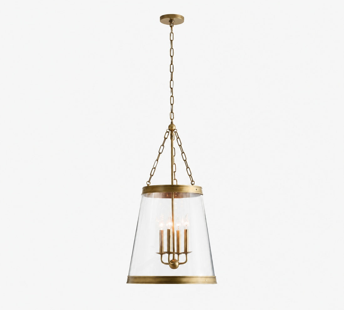 Driscoll Glass Drum Pendant Light - Contemporary Brass Hanging Lamp