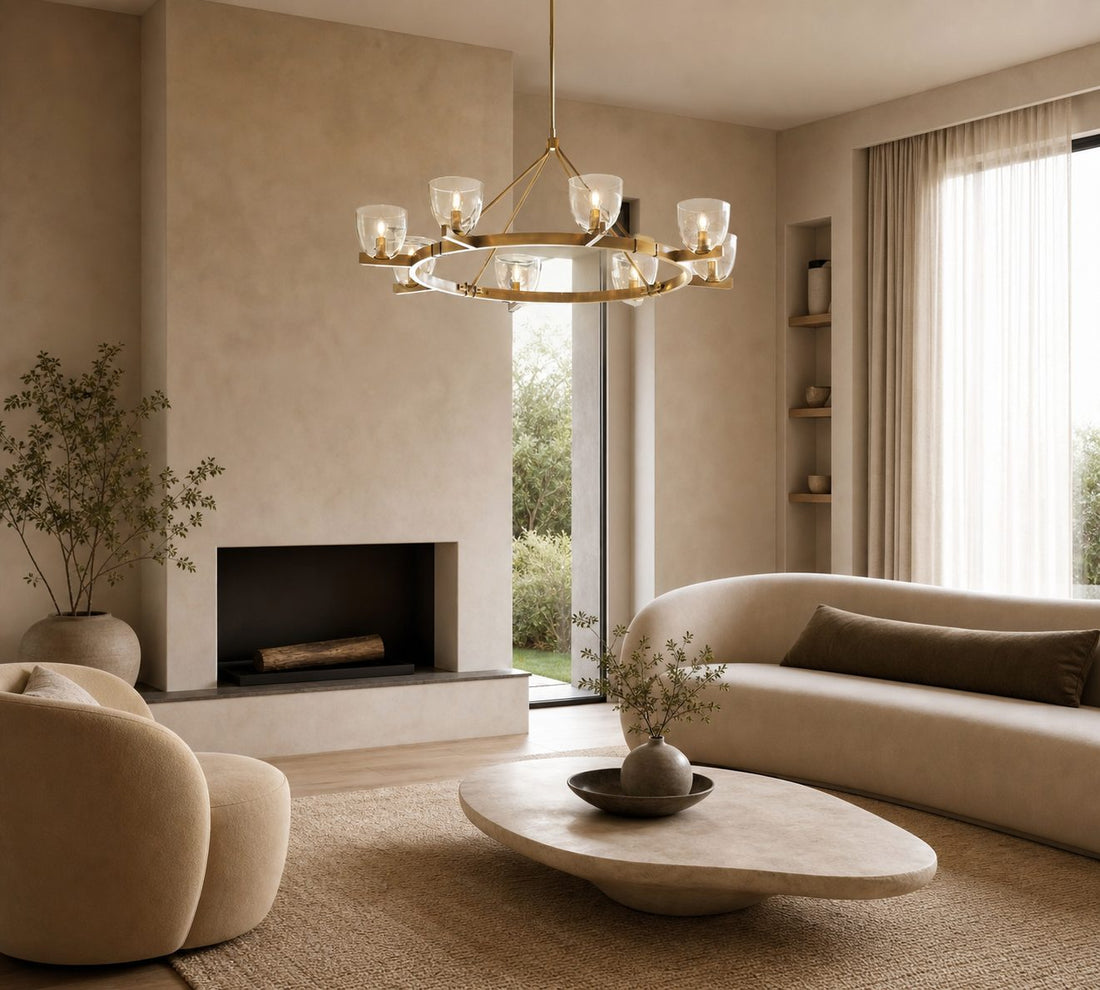 Auria Hand-blown Glass Metal Chandelier - Contemporary Brass Design