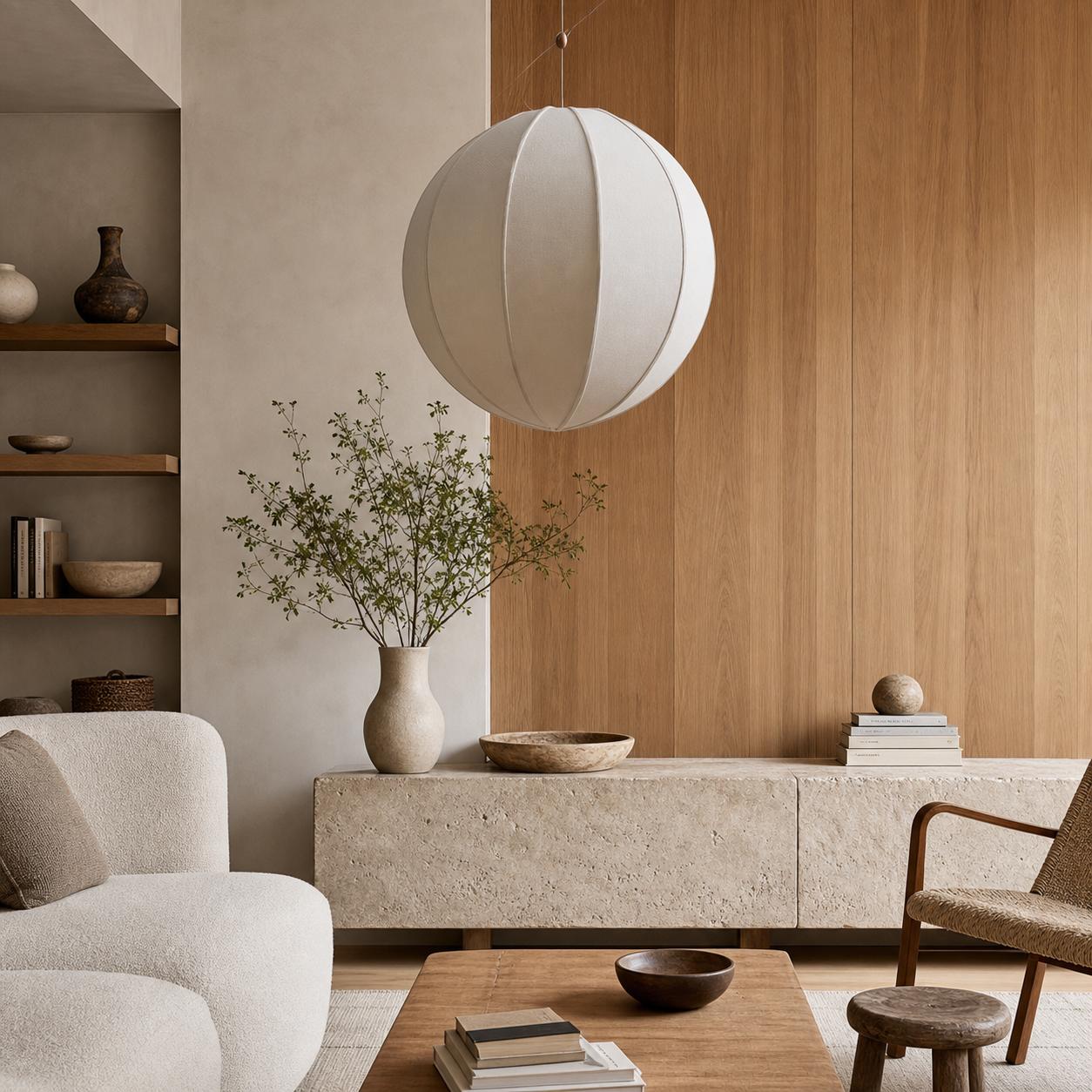 Alvian Pendant Light - Linen Shade with Adjustable Height for Cozy Dining