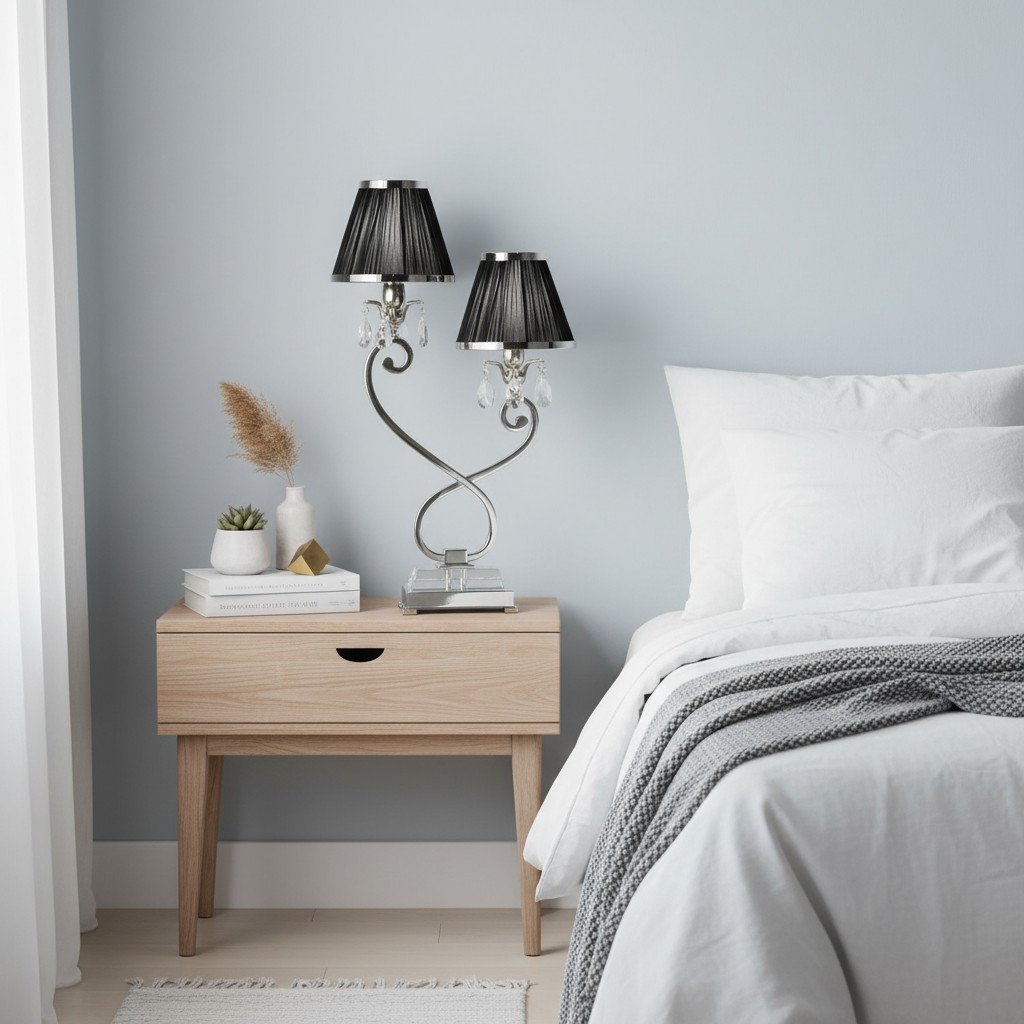 Talonis Double Table Lamp – Dual Shades and Metal Base for Bedroom and Living Room