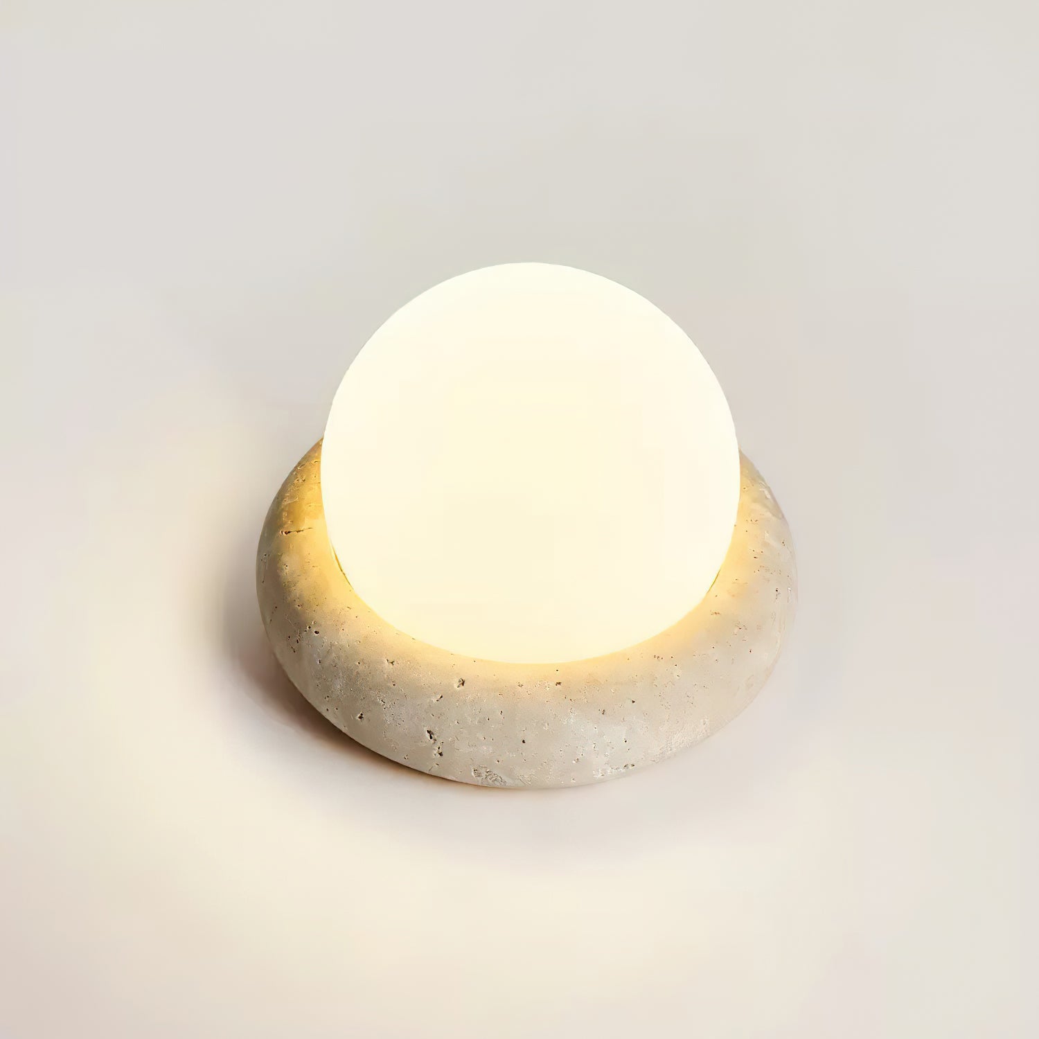Modern Travertine Cute Mini Orb Table Lamp