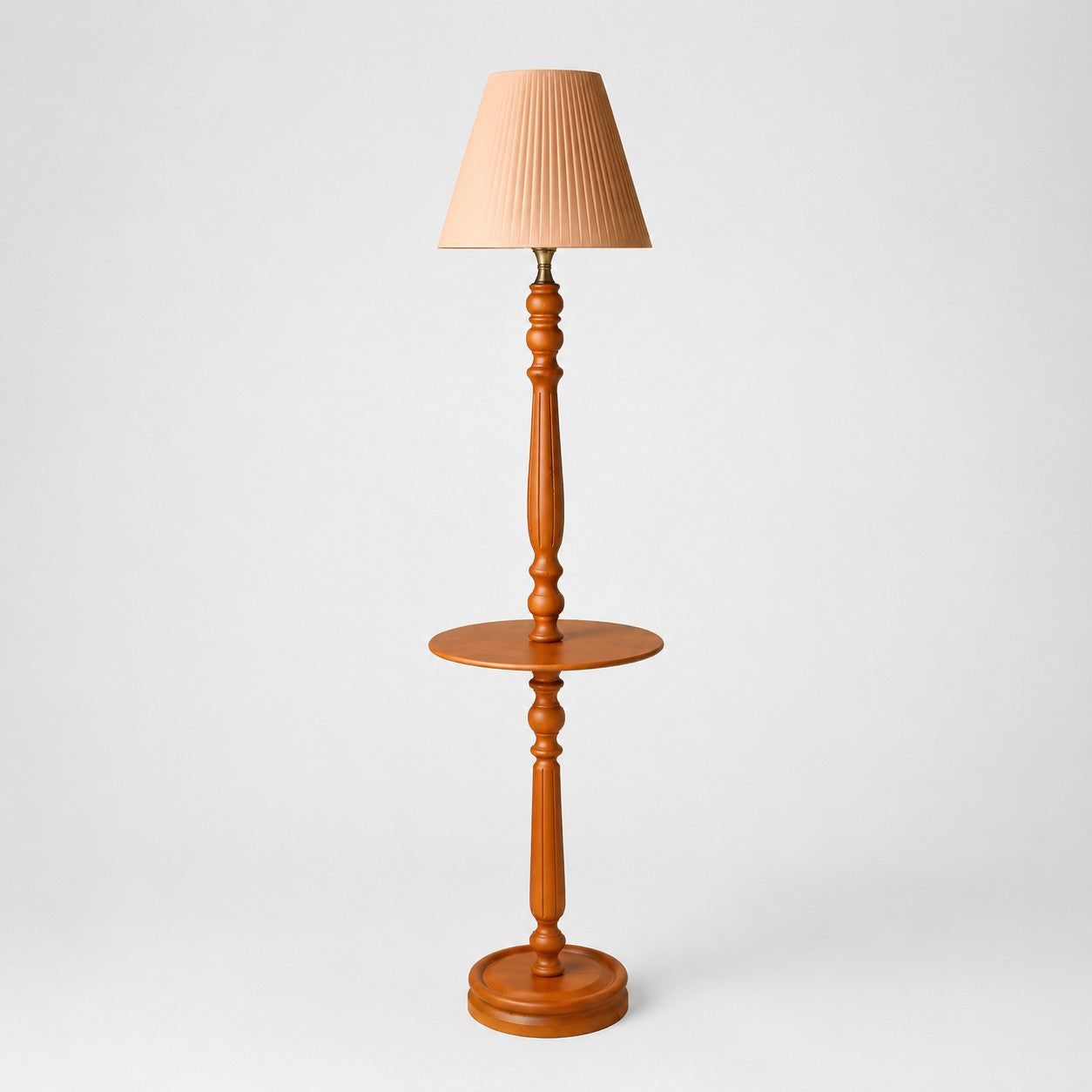 Vintage Solid Wood Floor Lamp with Optional Side Table