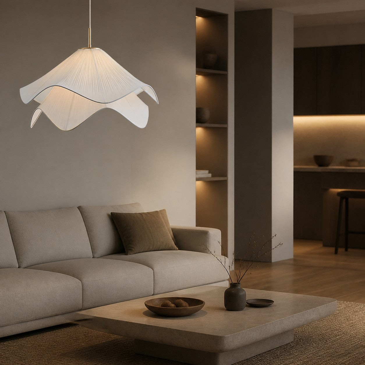 Ethereal Bloom French Floral Pleated Fabric Pendant Light