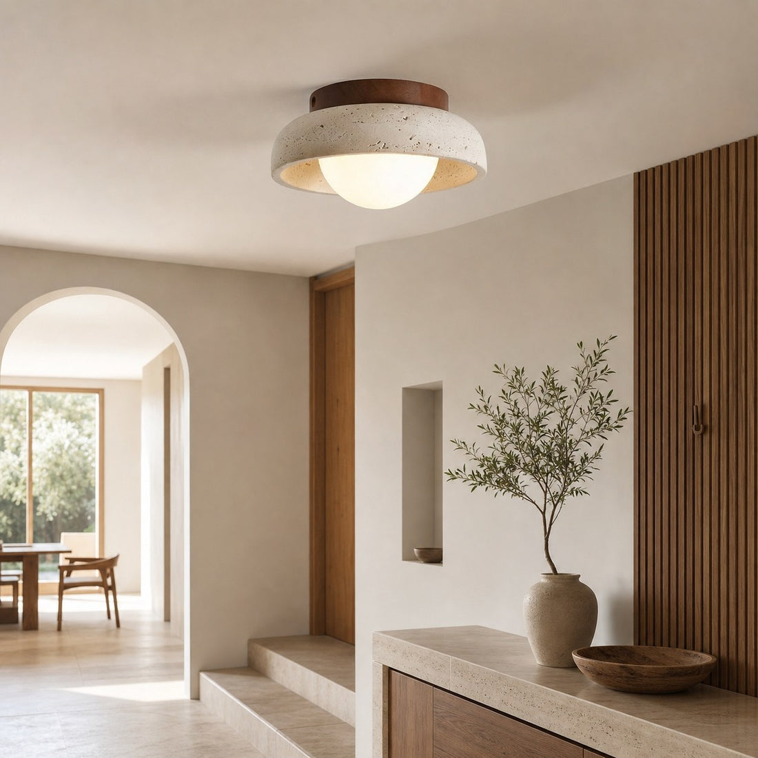 Piedra Travertine Ceiling Lamp