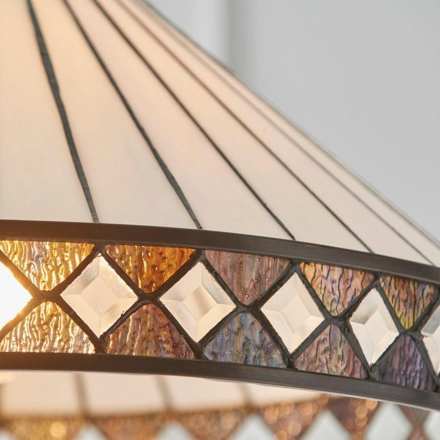 TF Fargo Pendant Light - Tiffany Style Lighting with an Art Deco Shade and Adjustable Chain