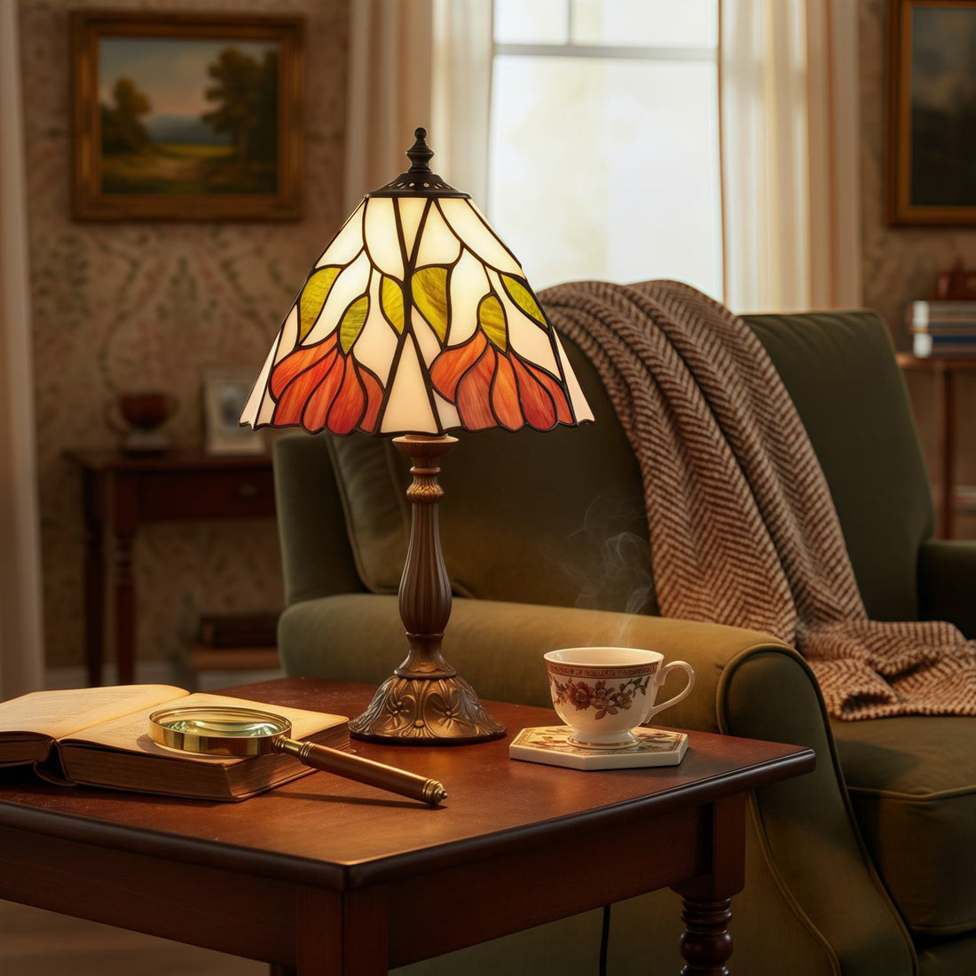 TF Botanica Decorative Table Lamp – Colourful Floral Glass Lamp for Cozy Interiors