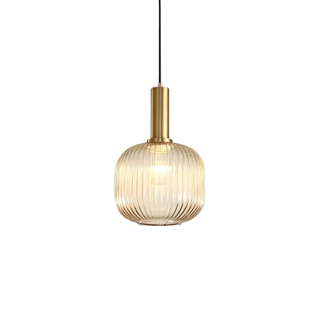 Ribbed Stained Glass Pendant Lamp – Retro Lantern Shape Hanging Light