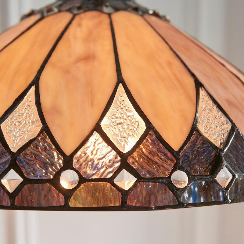 TF Brooklyn Pendant Light – Pendant Light with Geometric Stained Glass Art Deco Style for Dining Rooms