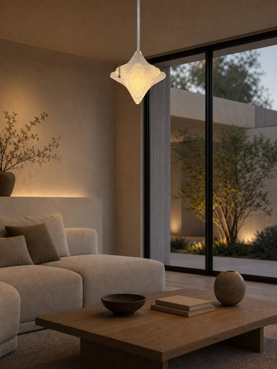Art Deco Astris Elara Star Pendant Light – Frosted Glass Pendant with Geometric Style