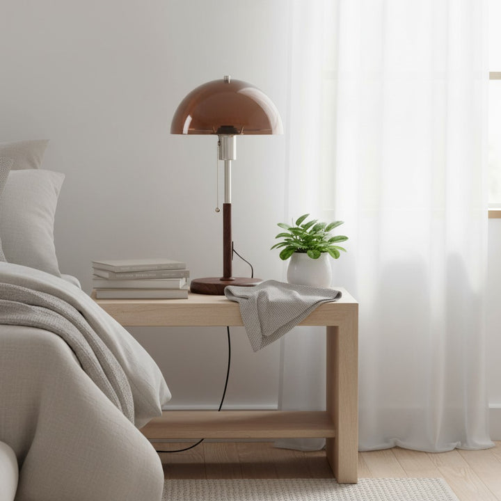 Afterglow Table Lamp Rounded Shade Bedside Accent Table Lamp - Modern Retro Style for Bedroom