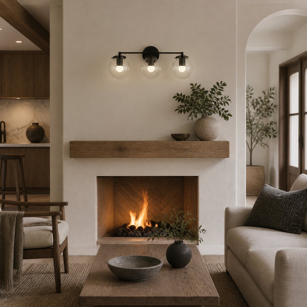 Glorica Glass 3 Shade Globe Vanity Light - Soft Bathroom Light Fixture