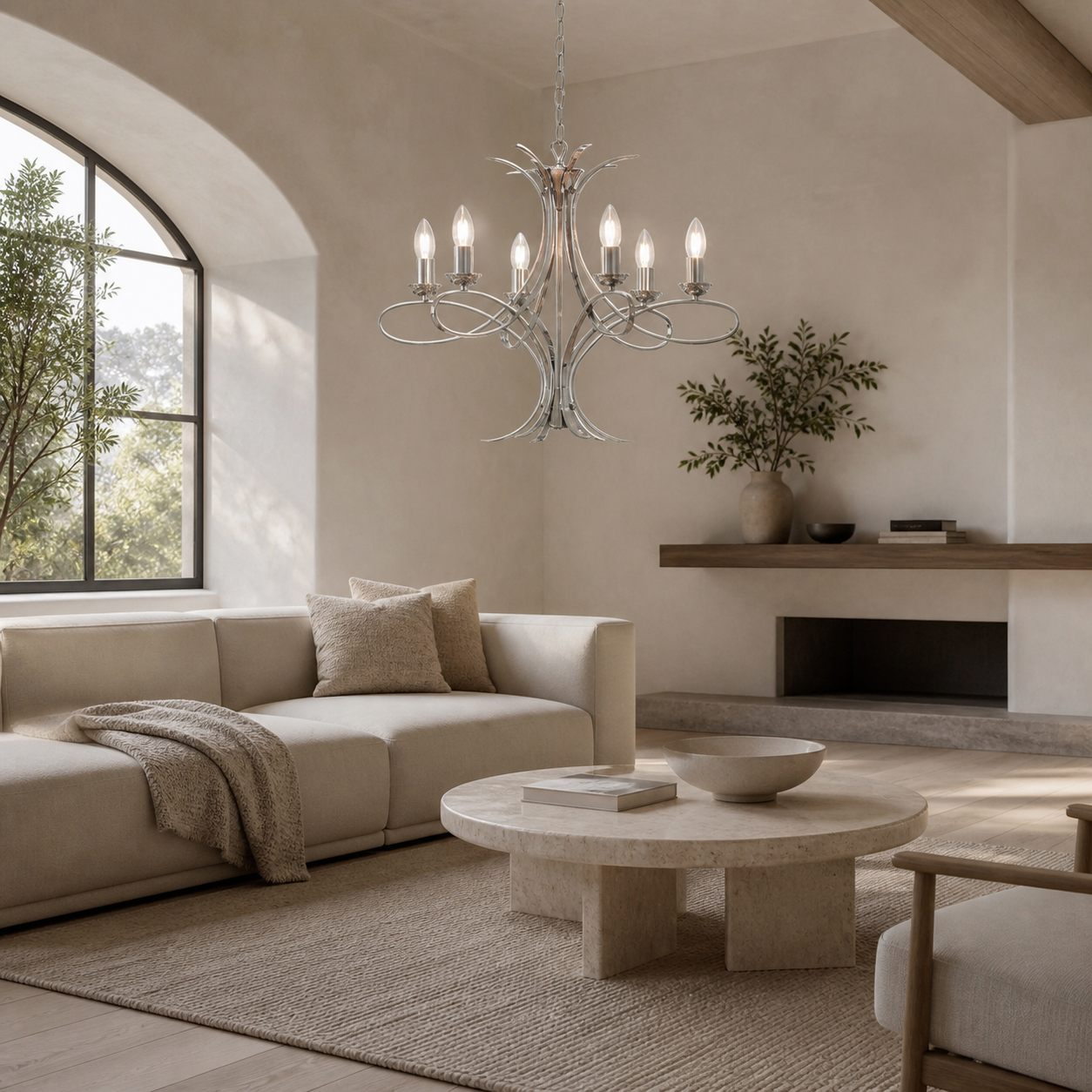 Foline Geometric Light Chandelier – Nickel Finish Ambient Glow for Hallways and Kitchens