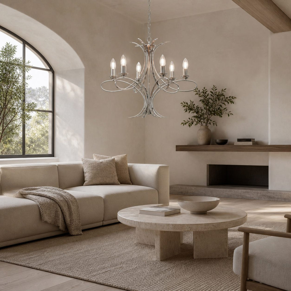 Foline Geometric Light Chandelier – Nickel Finish Ambient Glow for Hallways and Kitchens