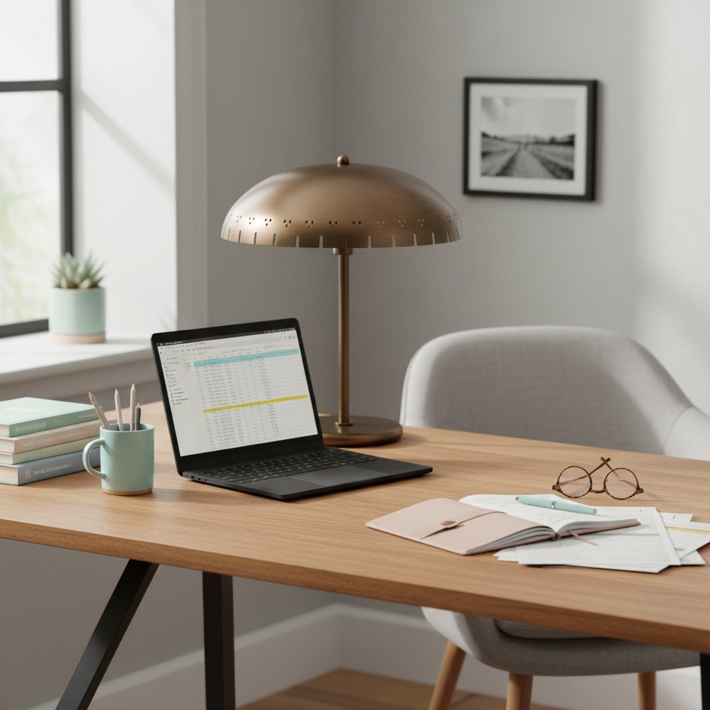 Lustrona Perforated Shade Brass Desk Lamp – Modern Vintage Accent Light