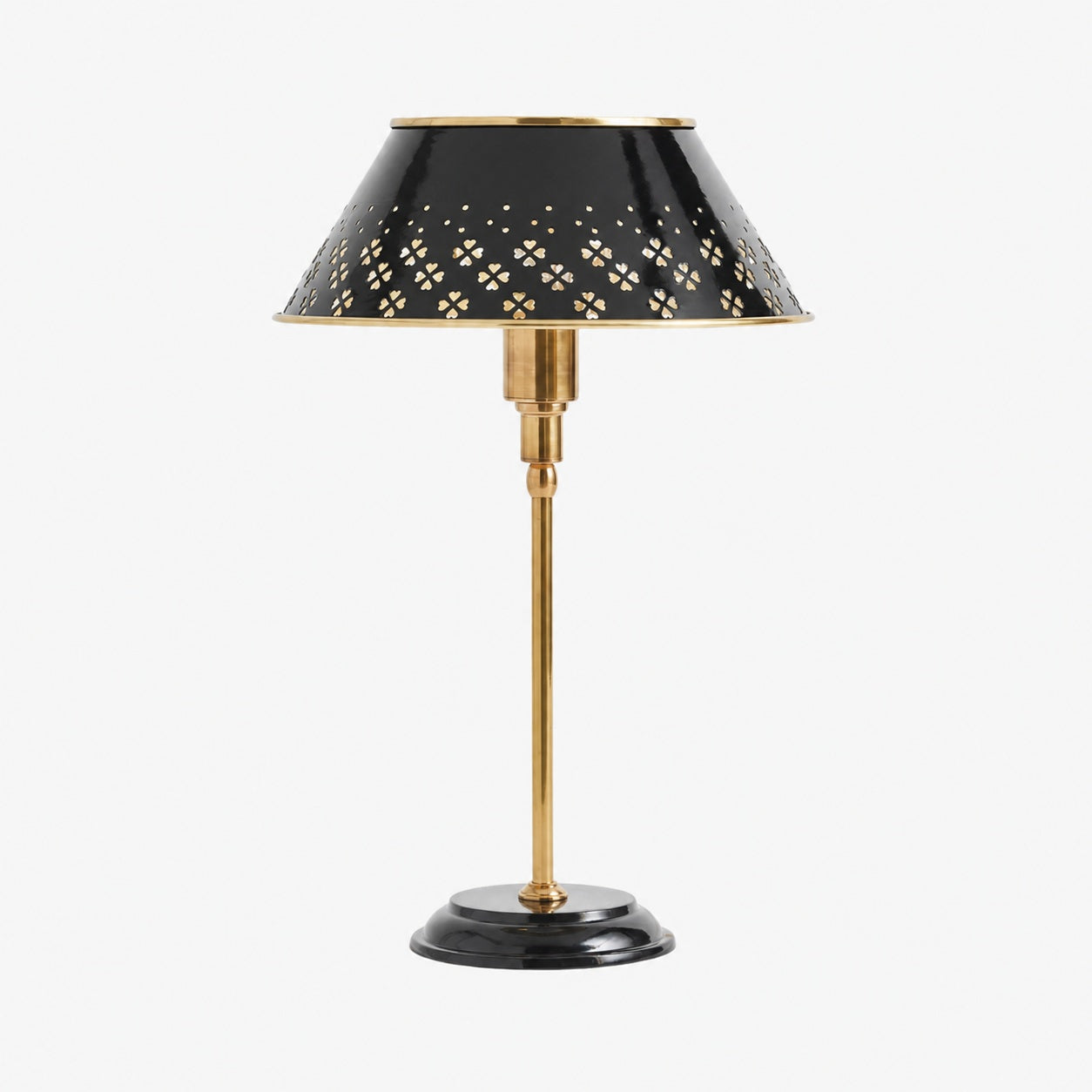 Auriglow Brass Floral Design Perforated Table Lamp – Space Age Inspired