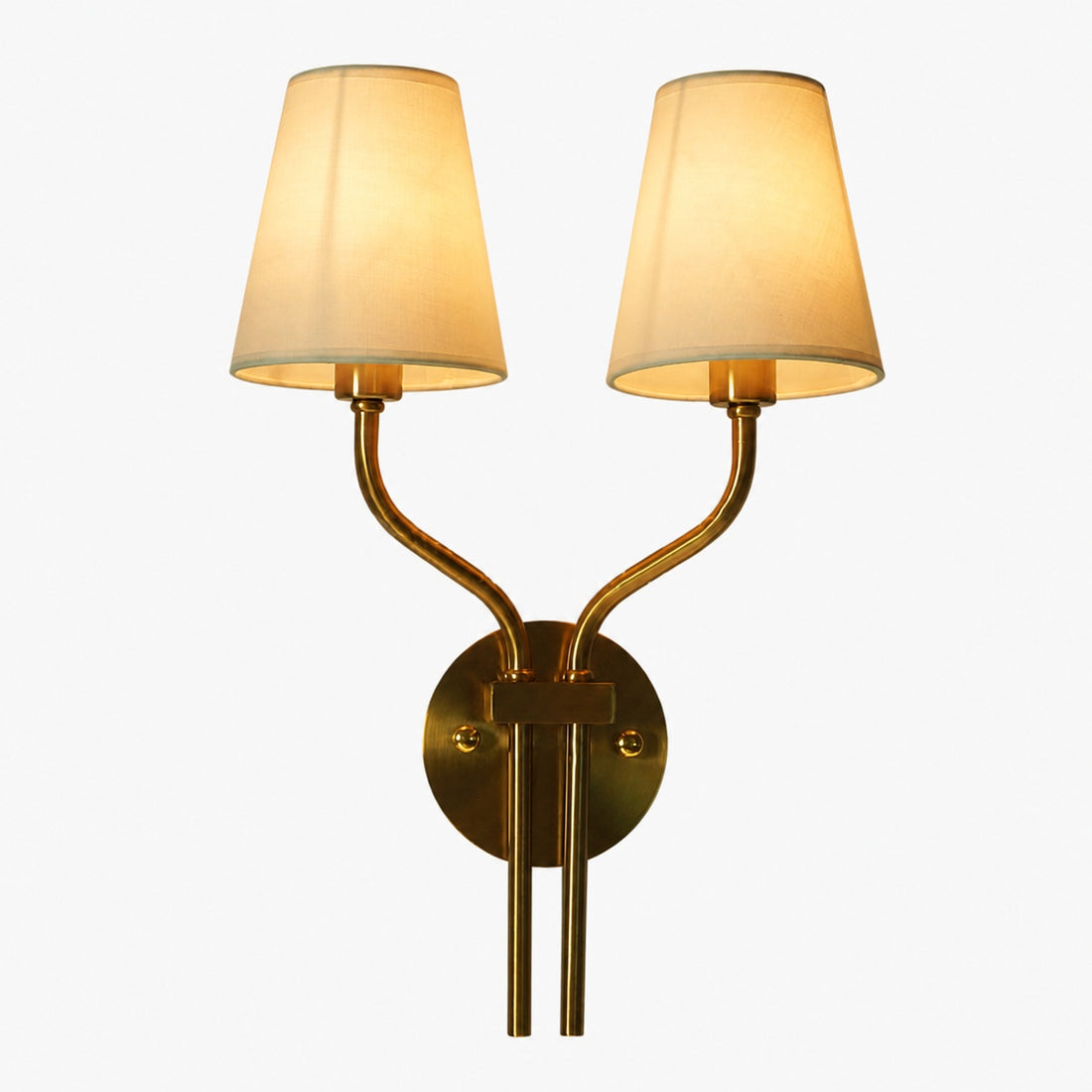 Hotel Inspired Gold Plated Dual Head Wall Lamp for Bedroom