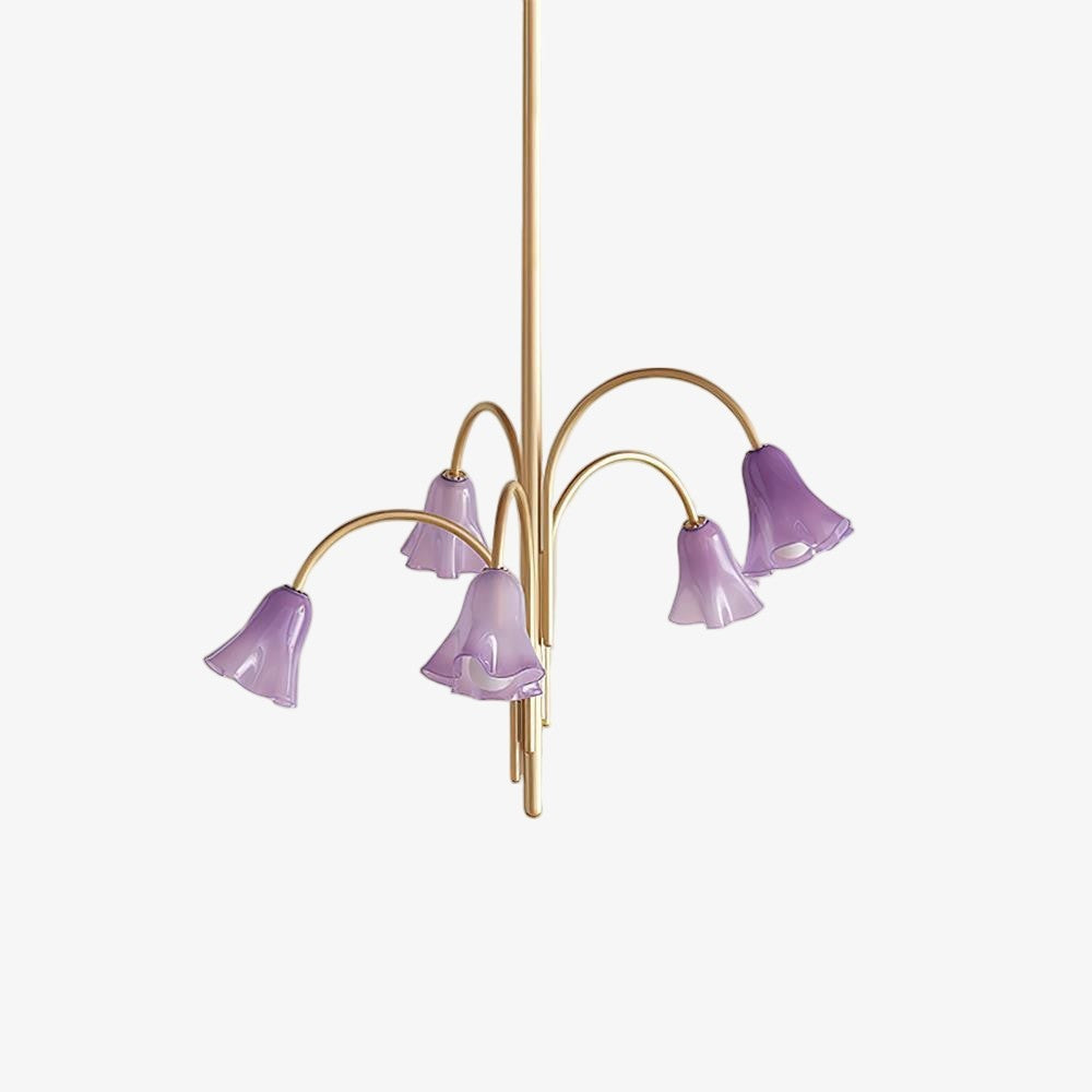 Bellina Modern Romantic Chandelier - Botanical Lily Design with Glass Flowers