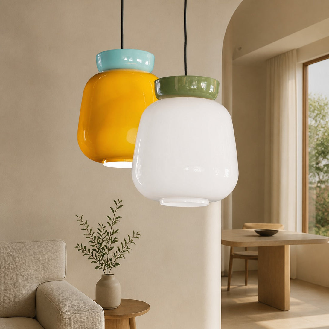 Fiesta Colorful Bowl Shaped Nordic Ceramic Pendant Lamp