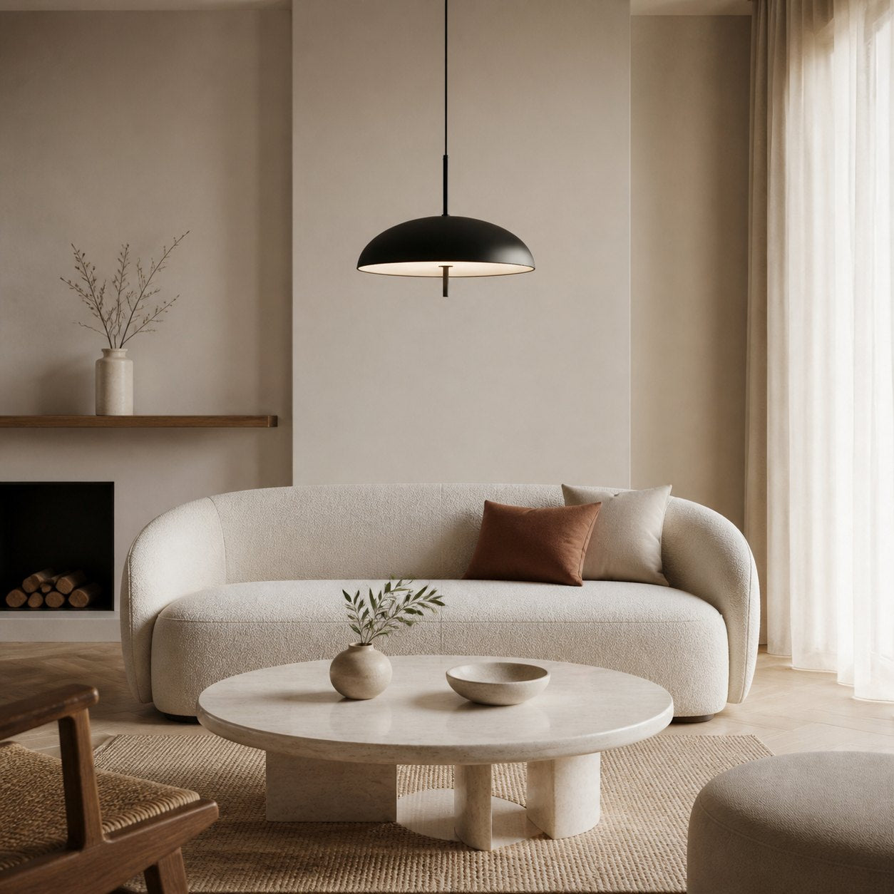 Aurelia Pendant Lamp - Sculptural Metal Frame with Sleek Shade for Dining and Entry