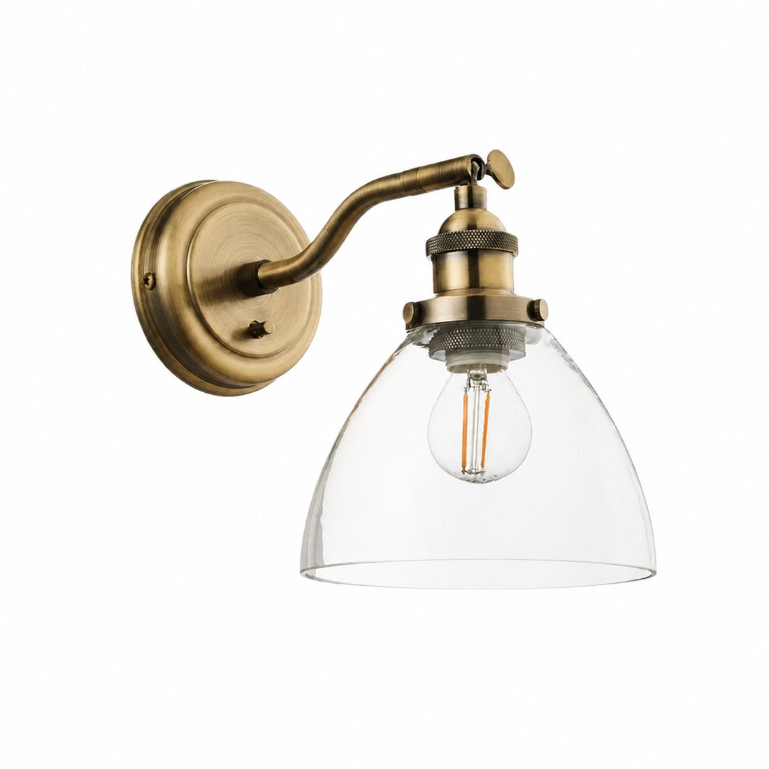 Novera Wall Light Collection – Glass Shade Finishes in Brass Silver Nickel Copper – Residential and Boutique Hospitality