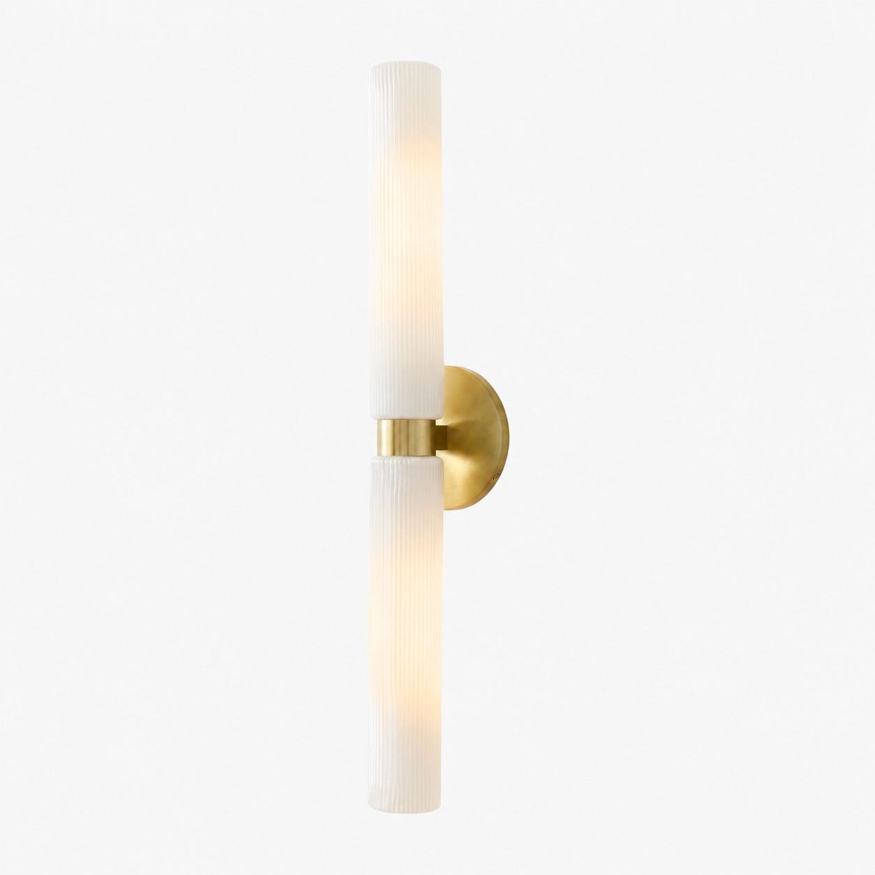 Rivora Modern Fluted Glass Wall Light - Double Short Indoor Outdoor Sconce