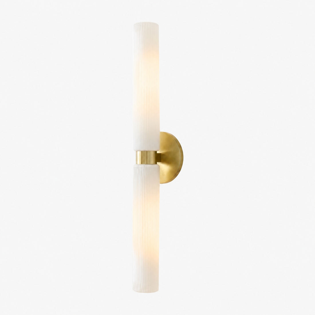 Rivora Modern Fluted Glass Wall Light - Double Short Indoor Outdoor Sconce