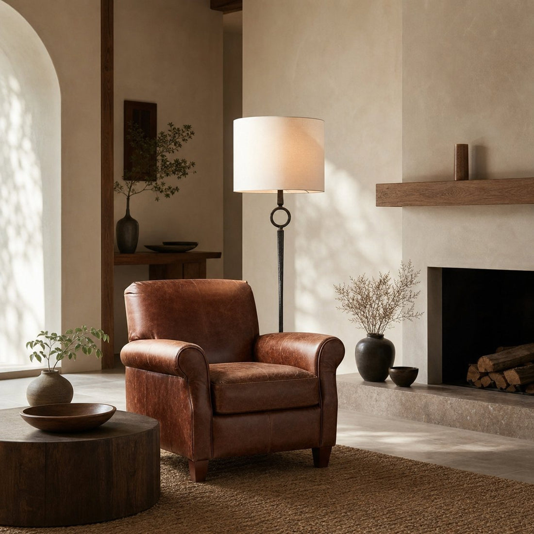Trova Wrought Iron Floor Lamp - Single-Pole Design for Bedroom and Office Lighting