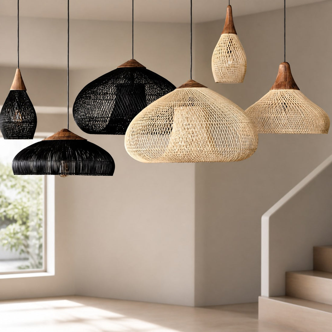 Harp Braided Rattan Pendant Lamp