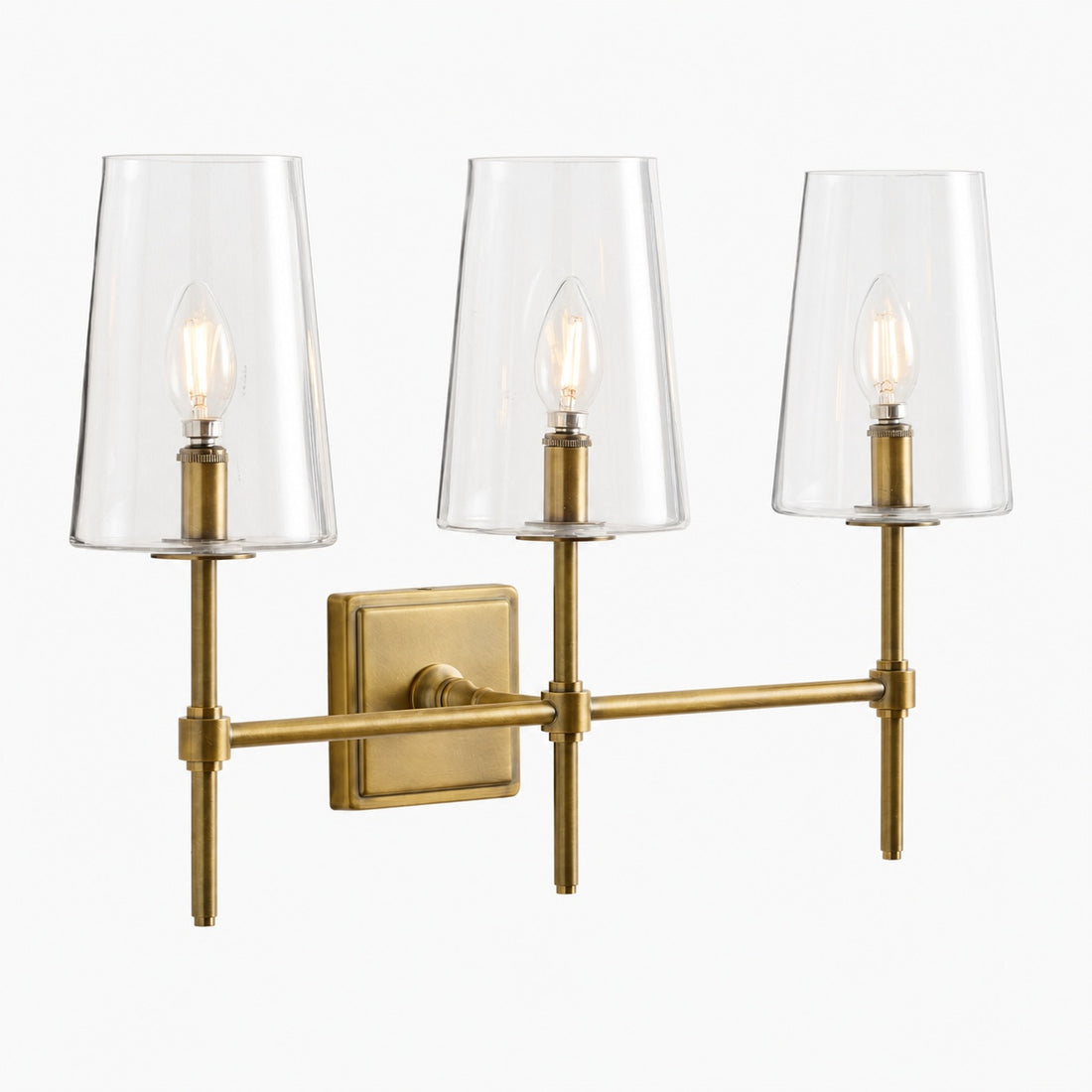 Derlina Multi-Head Candlestick Clear Glass Wall Lamp – Retro Metal Sconce
