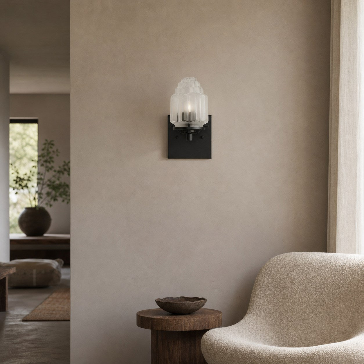 Tierlux Glass Art Deco Wall Sconce - Glass Frosted Globes with Skyscraper Globe