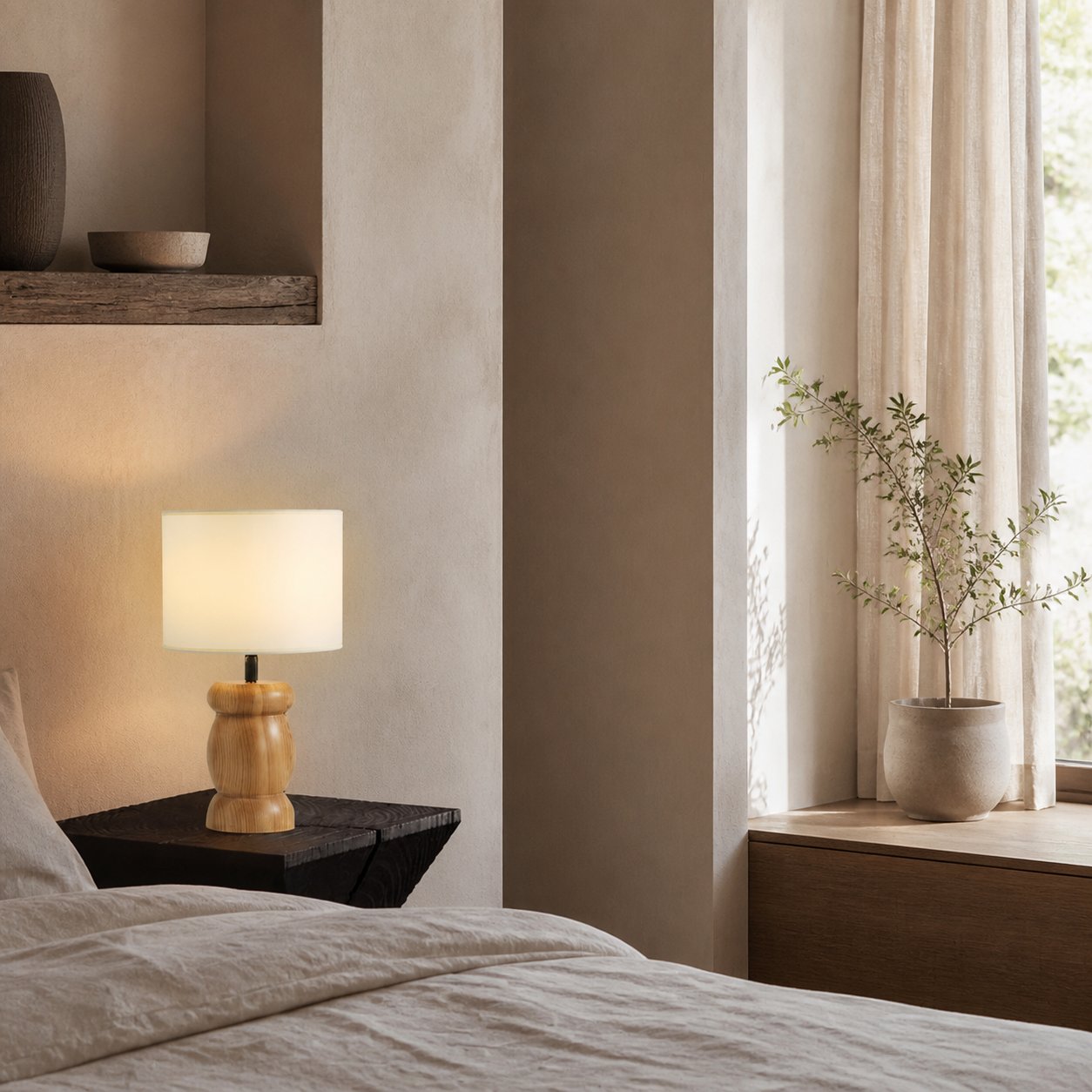 Pebble Wood Table Lamp