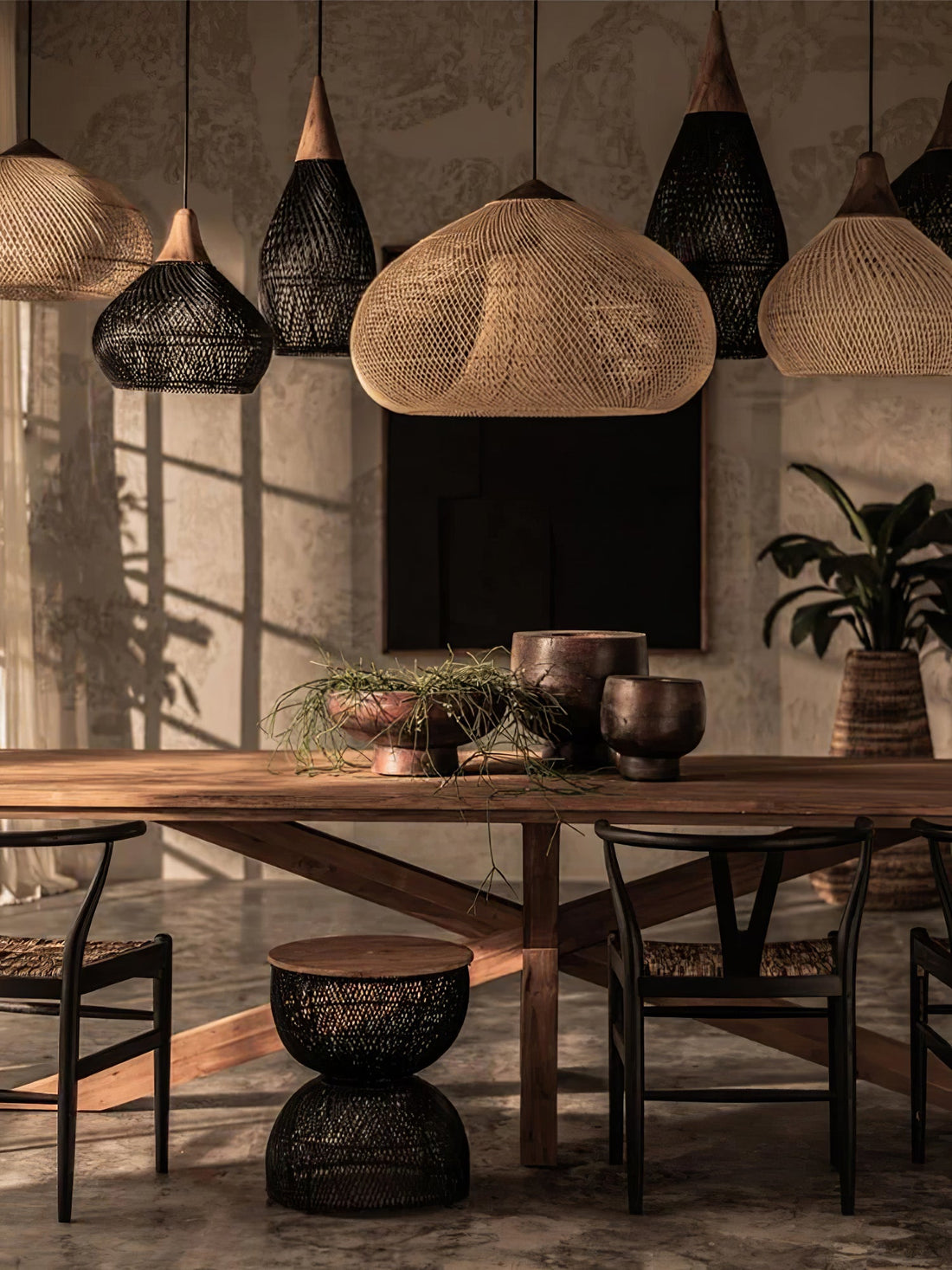 Harp Braided Rattan Pendant Lamp