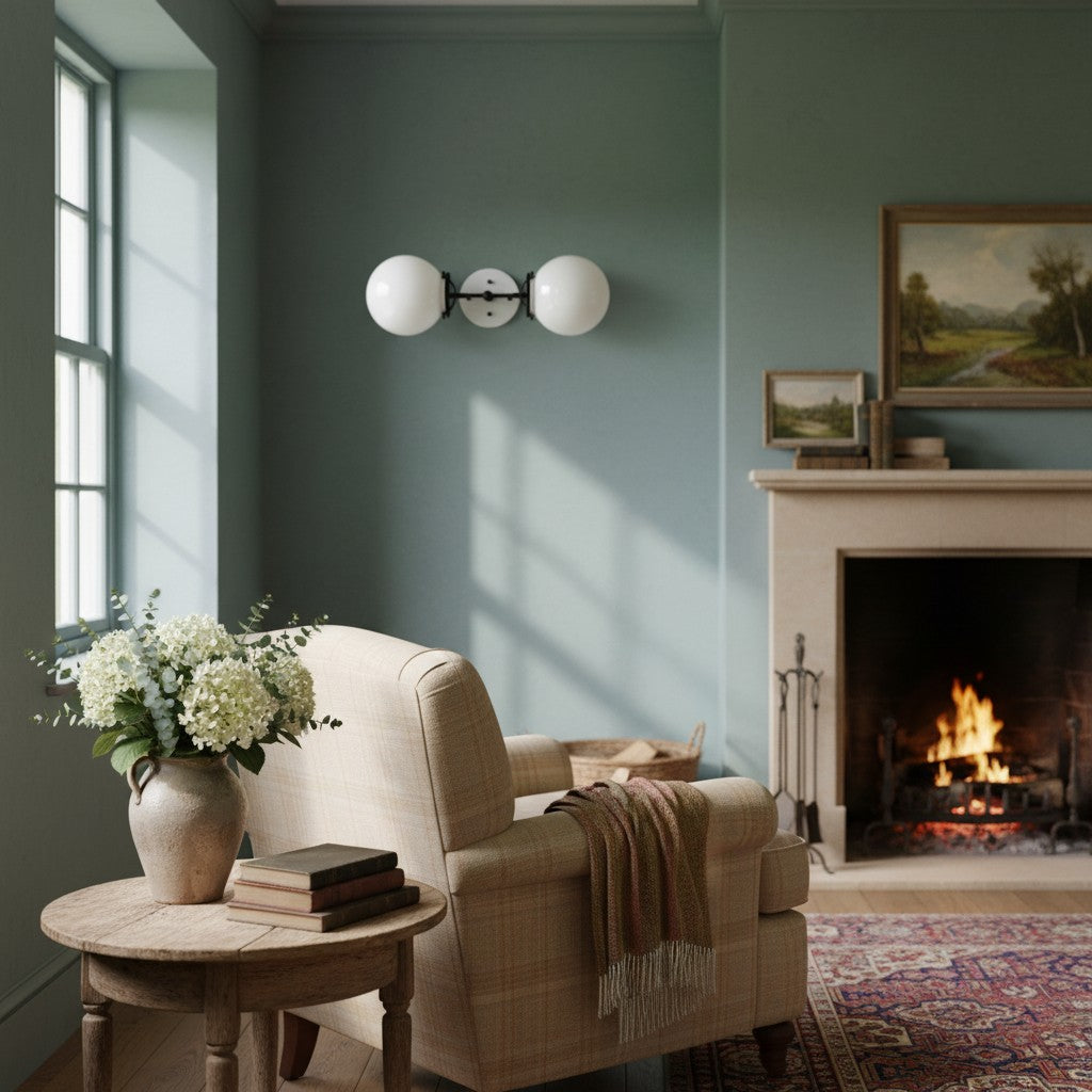 Lumio Globe Art Deco Vanity Light -  Opal Globe Bathroom Sconce