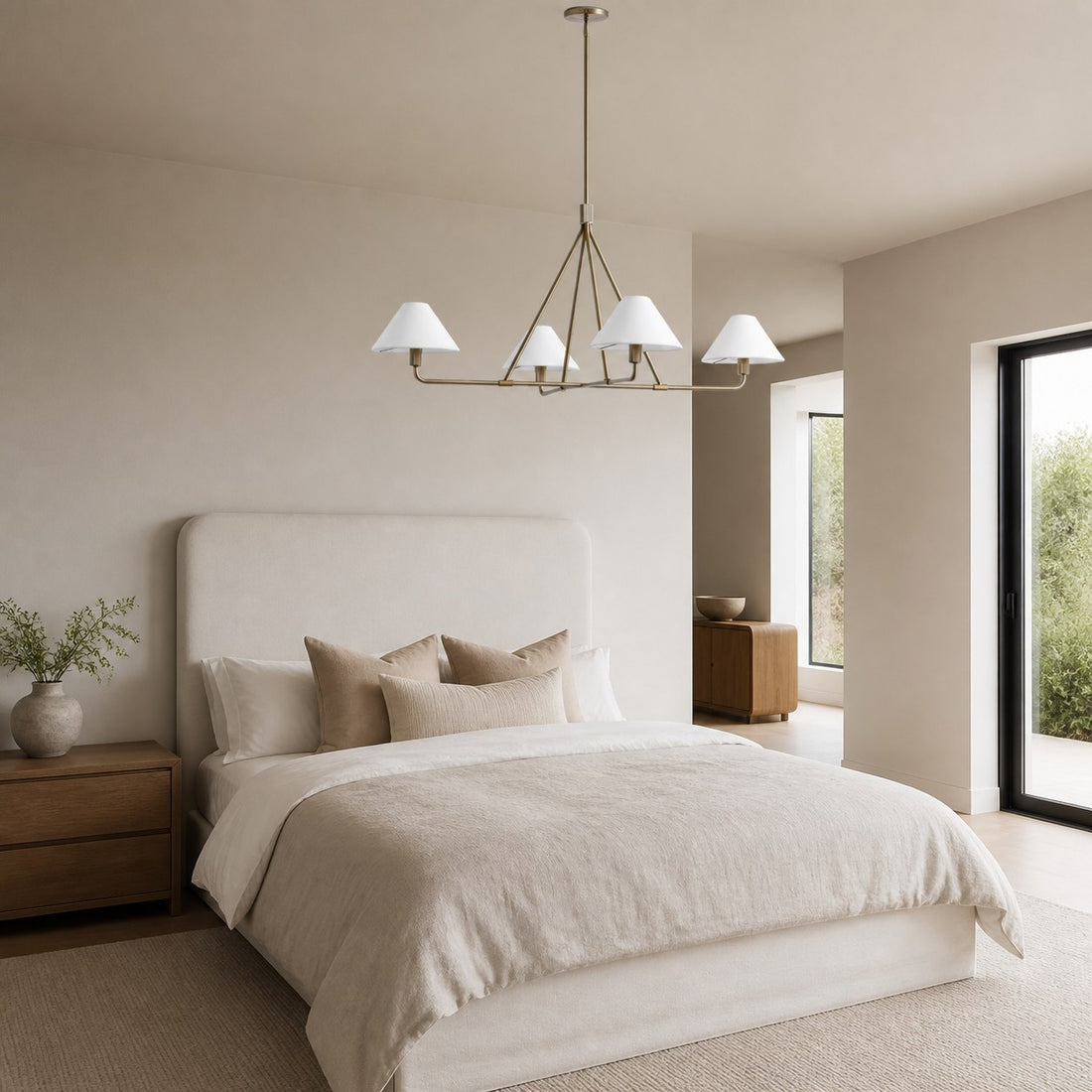 Diora Pendant Light -  Modern Metal Fixture with Linen Shades