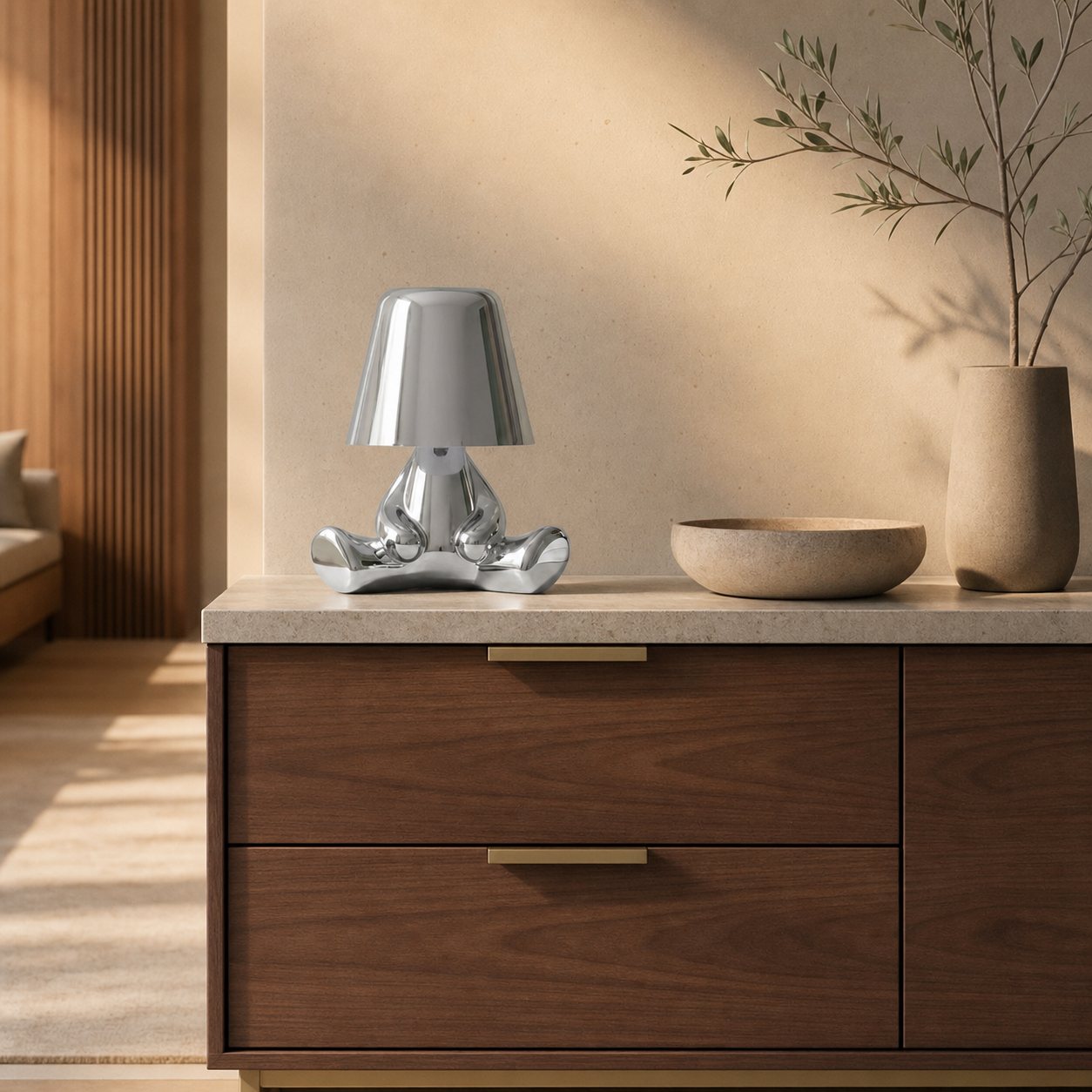 Aurabrova Rechargeable Human Figure Table Lamp – Modern Aluminium Lamp for Living Room