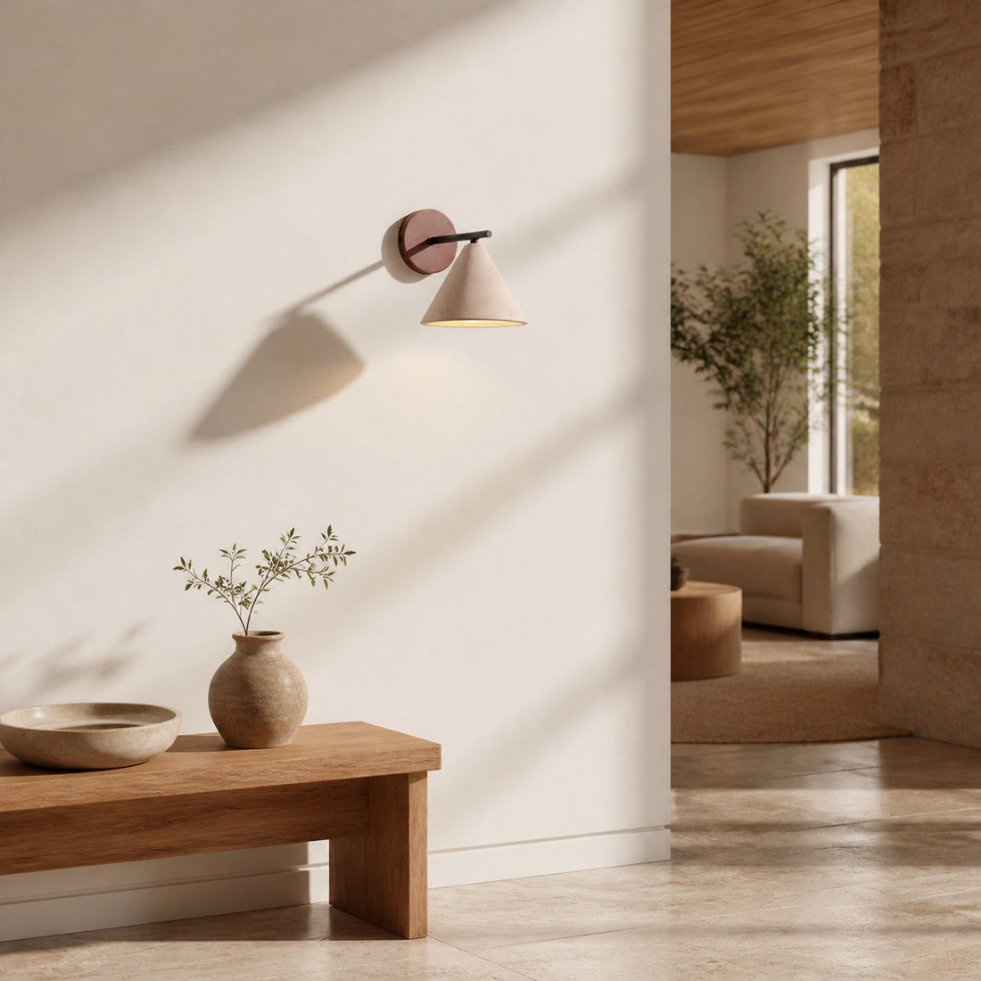 Travira Wall Light Natural Travertine Texture Accent – Modern Wall Light for Hallways and Bathrooms