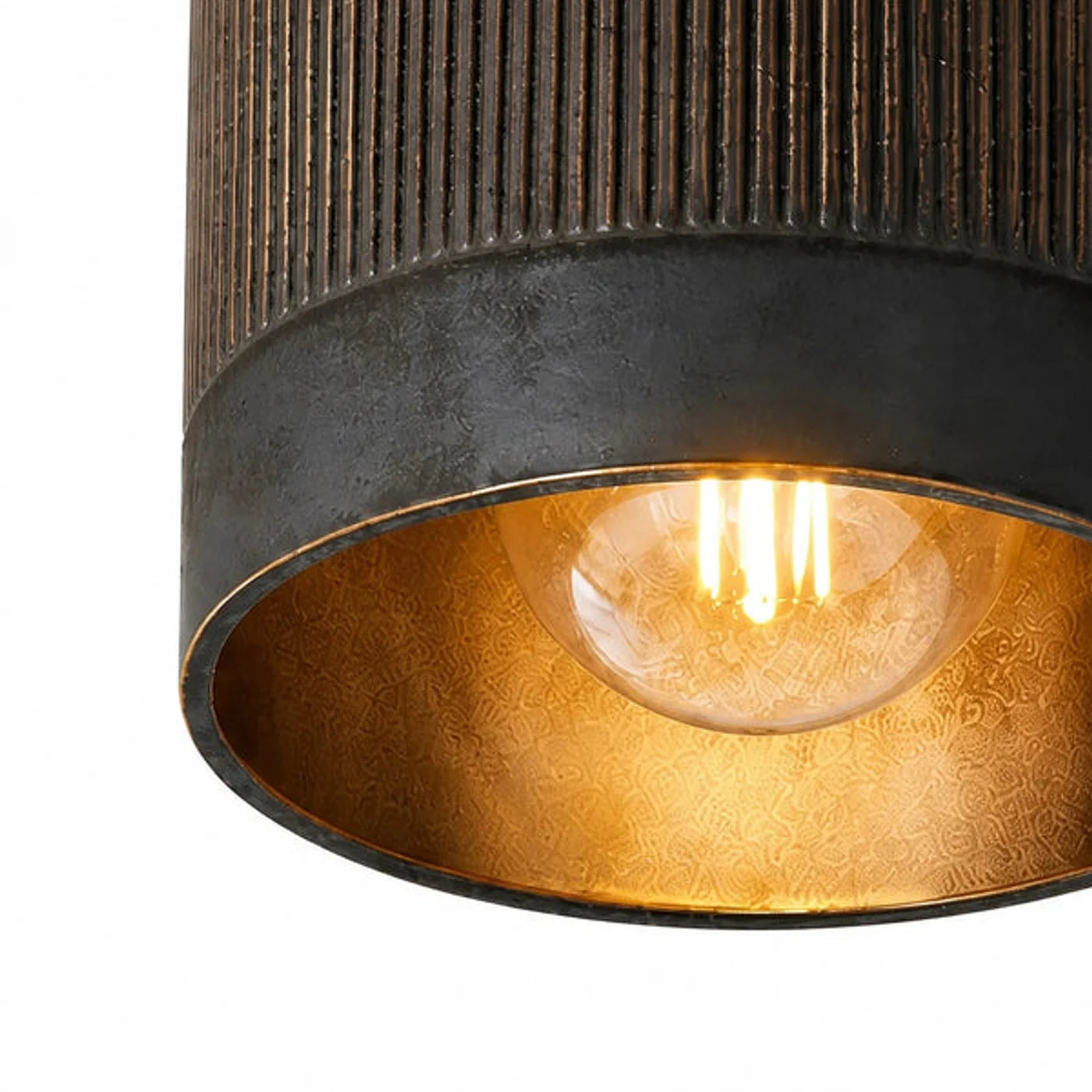 Ferrona black ribbed flush mount interior and bulb