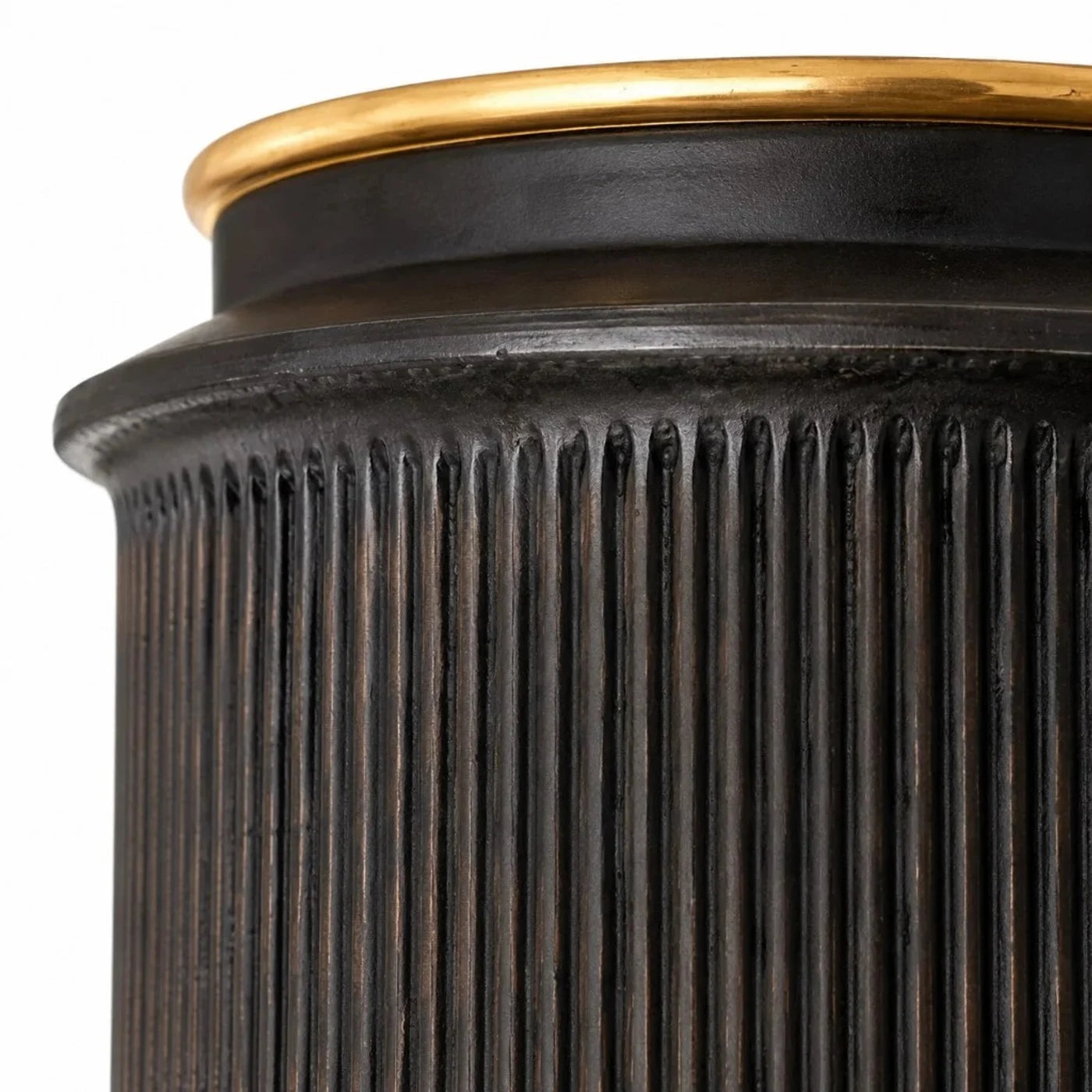 Ferrona ribbed black metal body and brass ring
