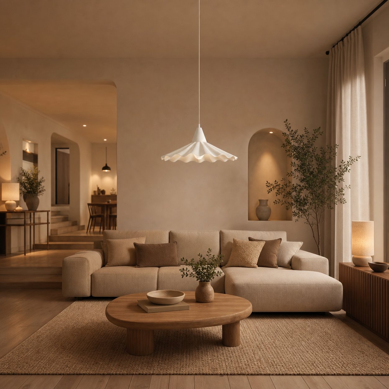 Arluneva Artistic Wave Pendant Lamp - Modern Handcrafted Ceramic Light for Living Room