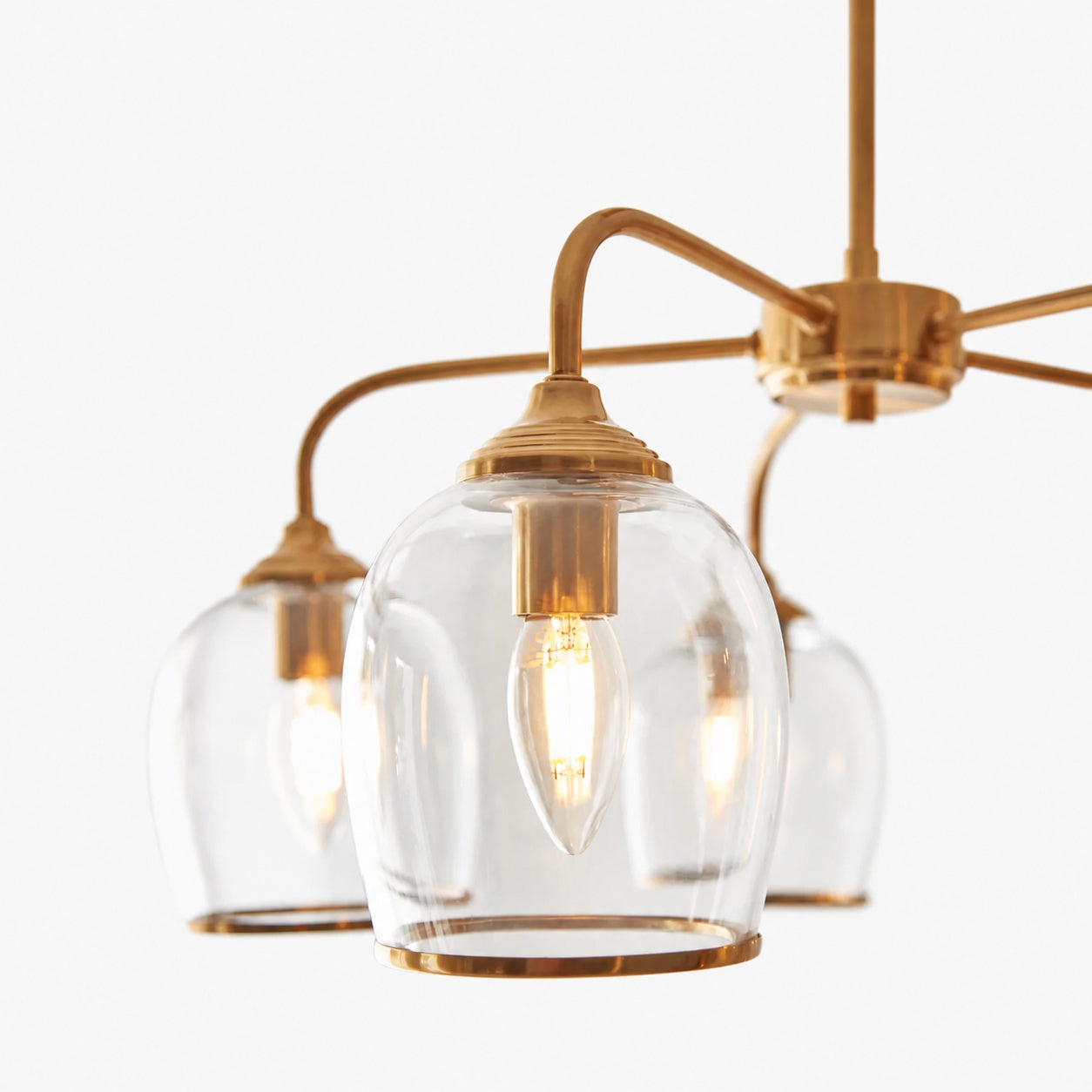 Brazara Multi-Light Glass Shade Pendant Lamp – Curved Metal Arms for Modern Homes