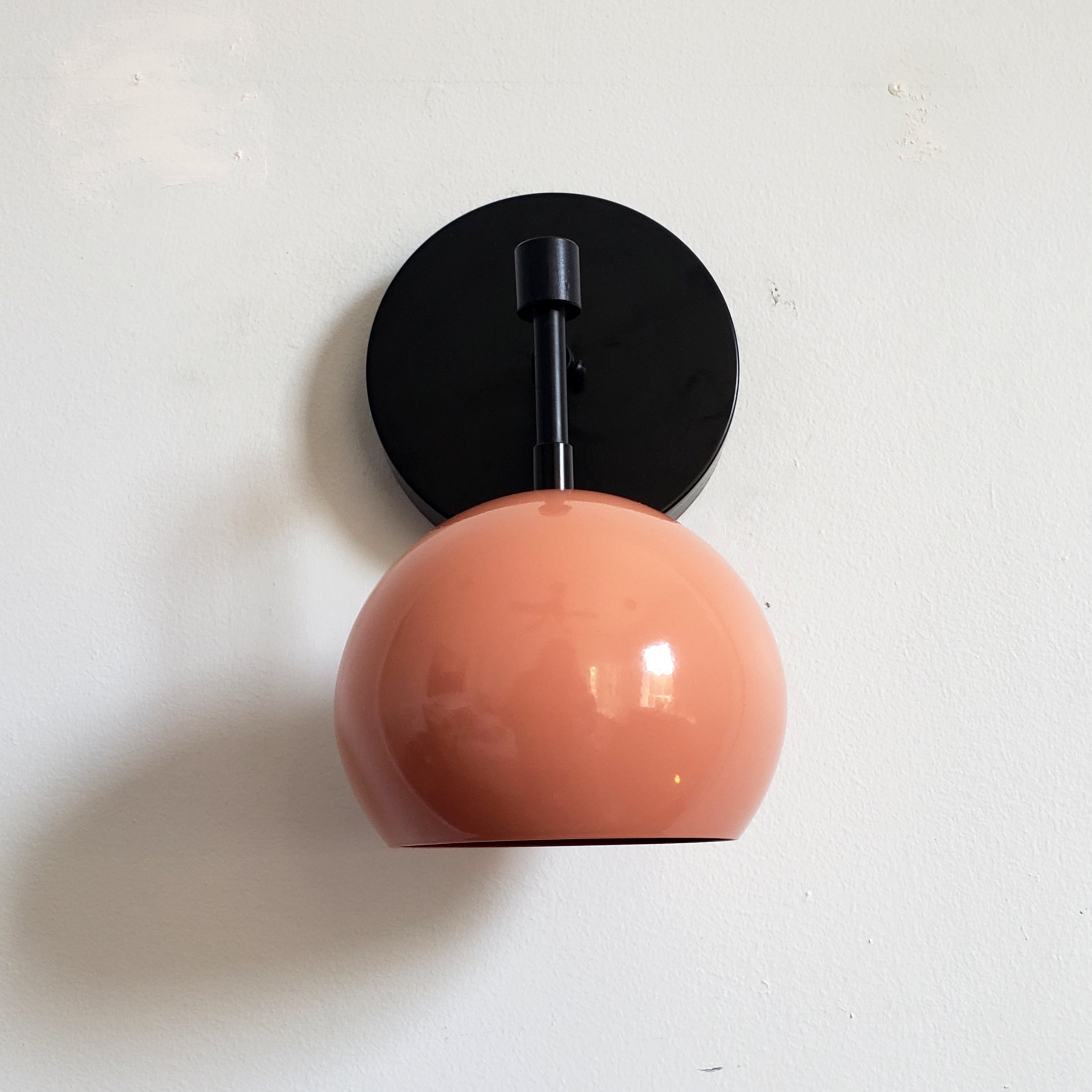 Mid Century Flame Orange Globe Wall Sconce - Modern Brass Or Chrome Light