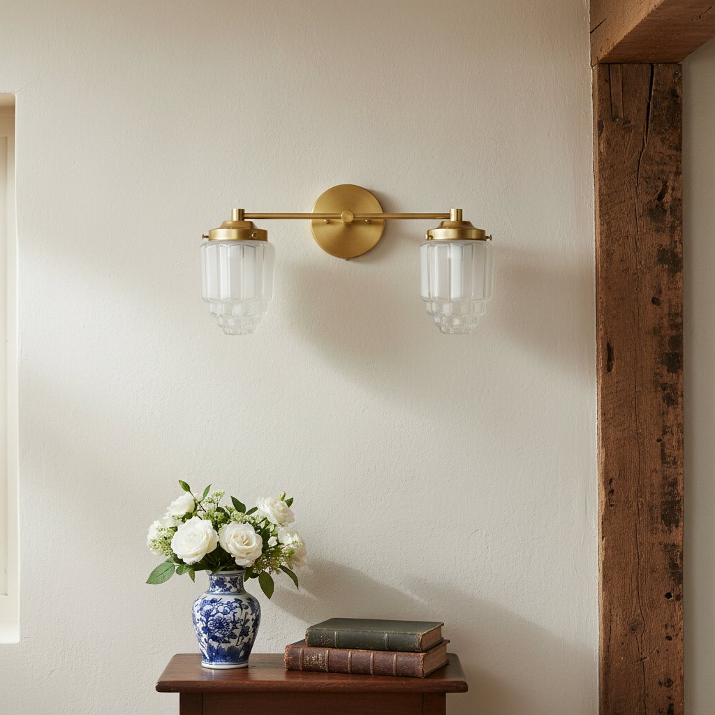 Tierlux Glass Vanity Light - Art Deco Bathroom Fixture with Skyscraper Shades