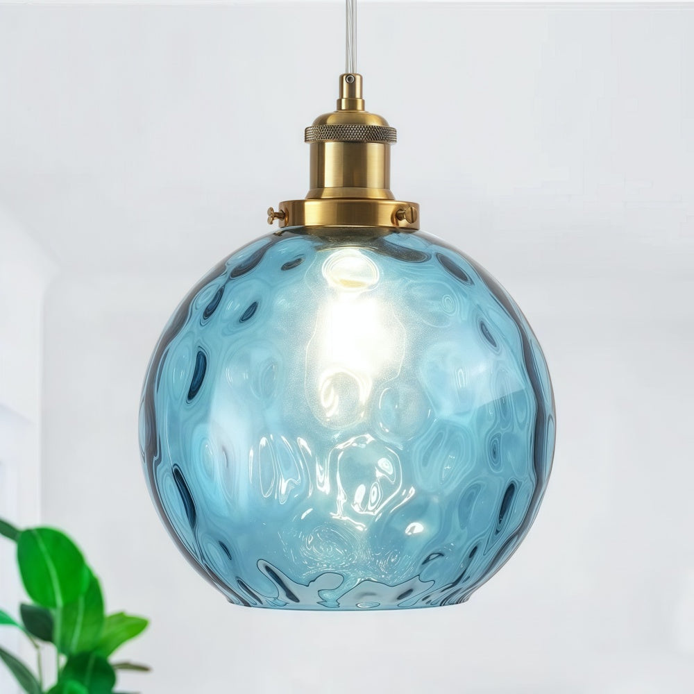 Single Hammered Glass Globe Pendant Light