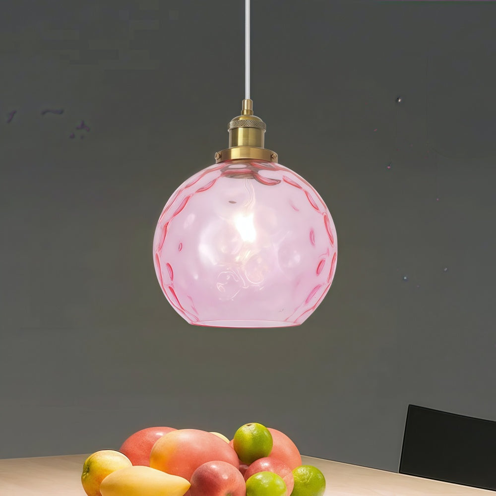 Single Hammered Glass Globe Pendant Light