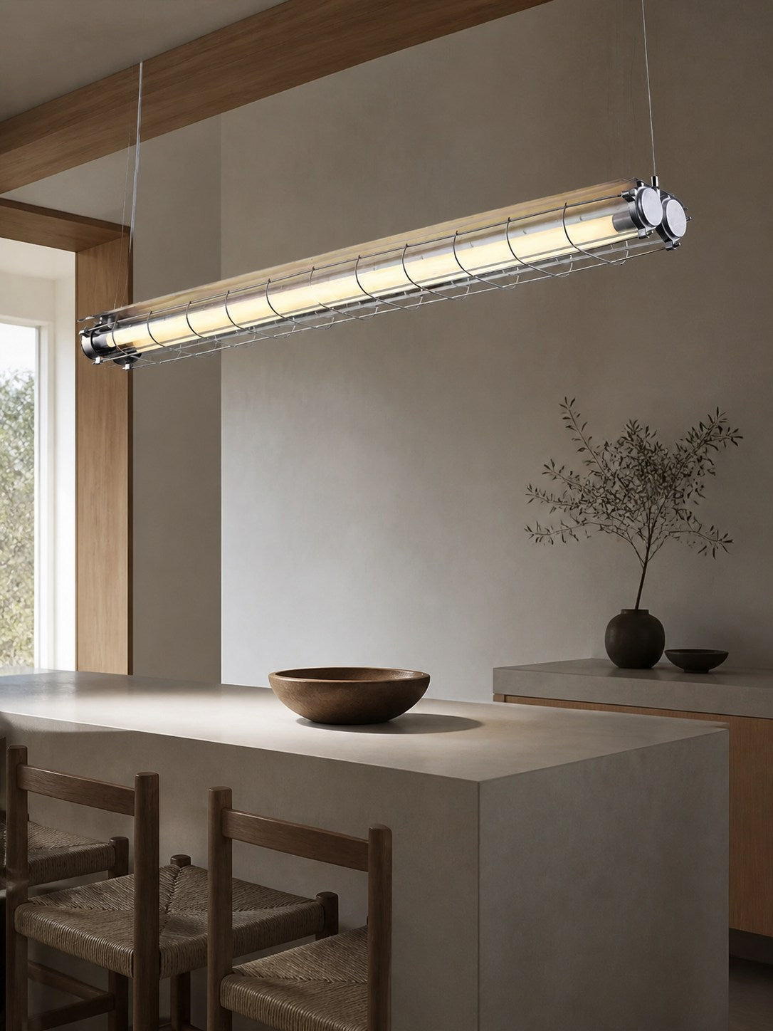 Modern Acrylic Linear LED Chandelier in Black or Silver
