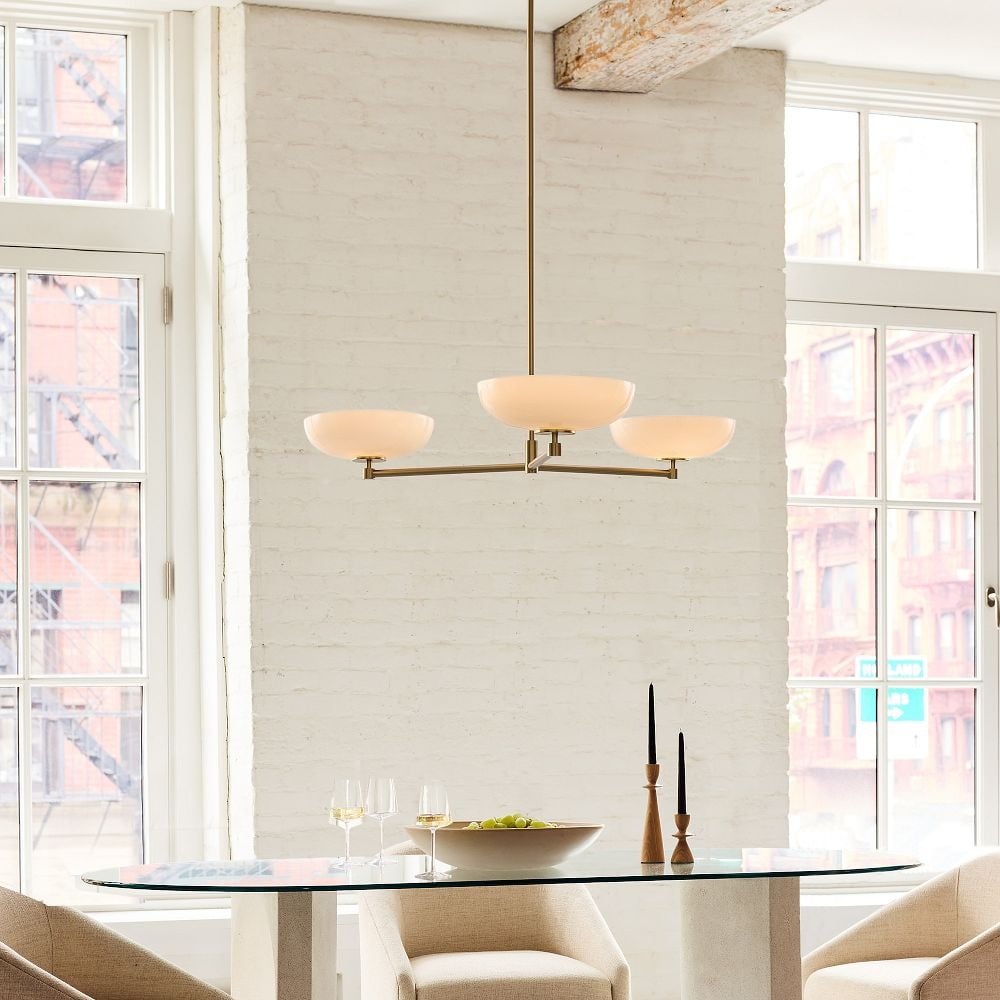 Vega Glass Mid-Century Modern Globe Chandelier with Glass Shades for Dining Room and Kitchen Island