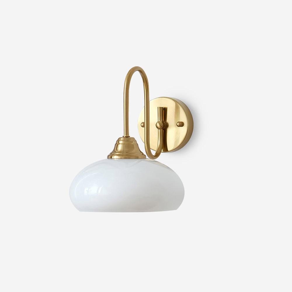 Bauhaus Wind Cream Glass Shade Metal Curved Pole Wall Sconce