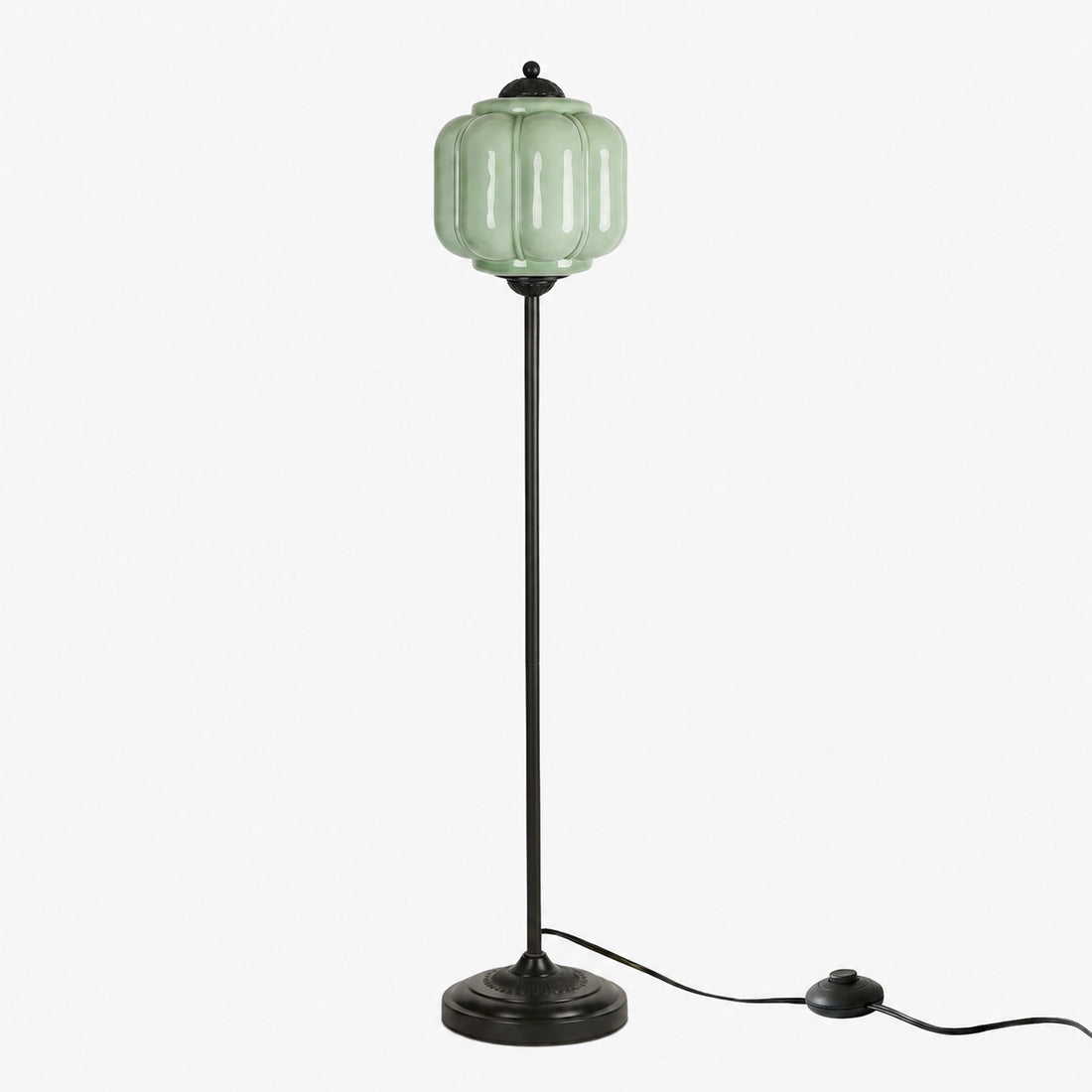 Eloise Textured Glass Pumpkin-Inspired Floor Lamp - Organic Artistry and Retro Style for Living Rooms